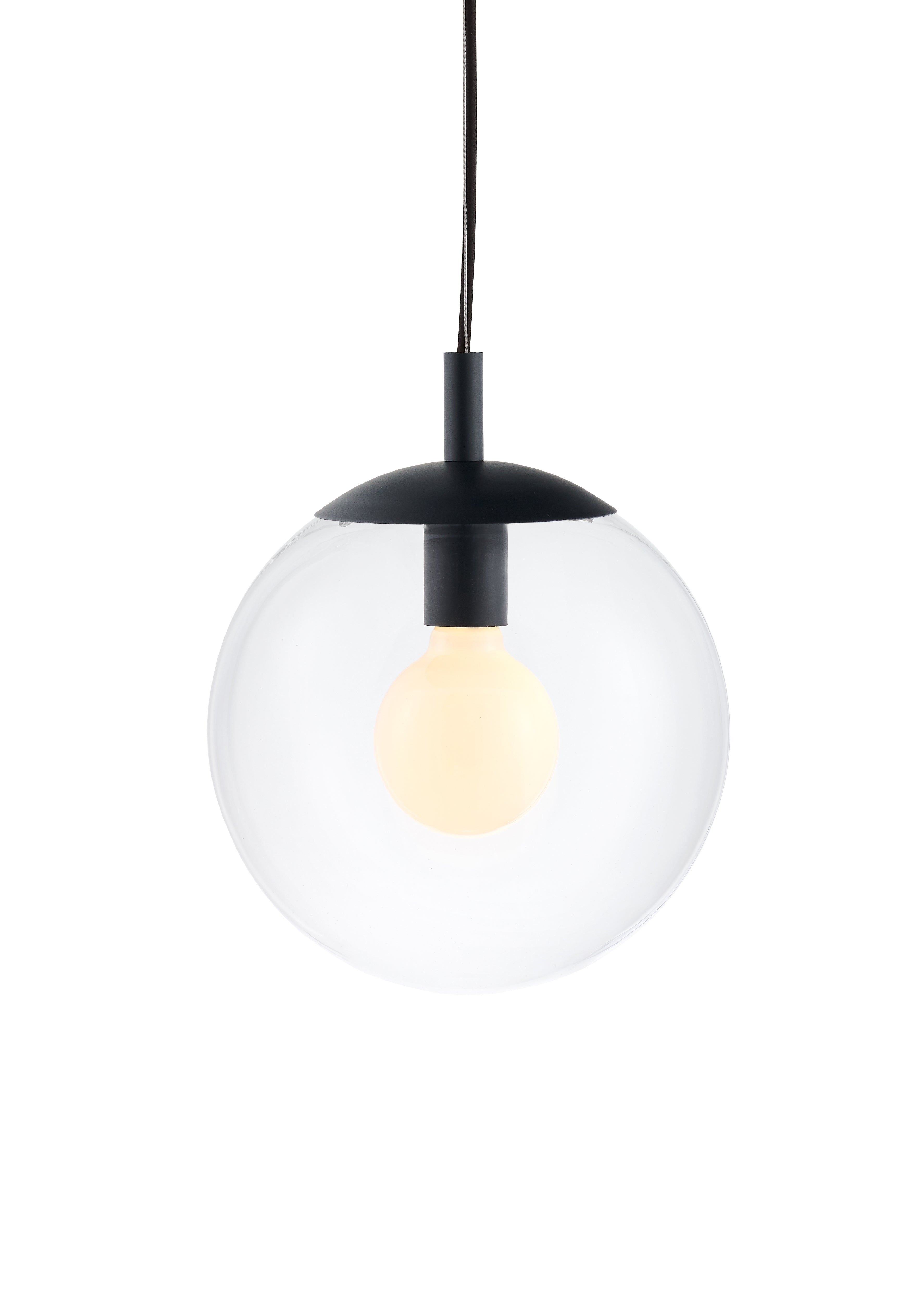 Plafondlamp ALUR 2 transparant glas met zwarte afwerking