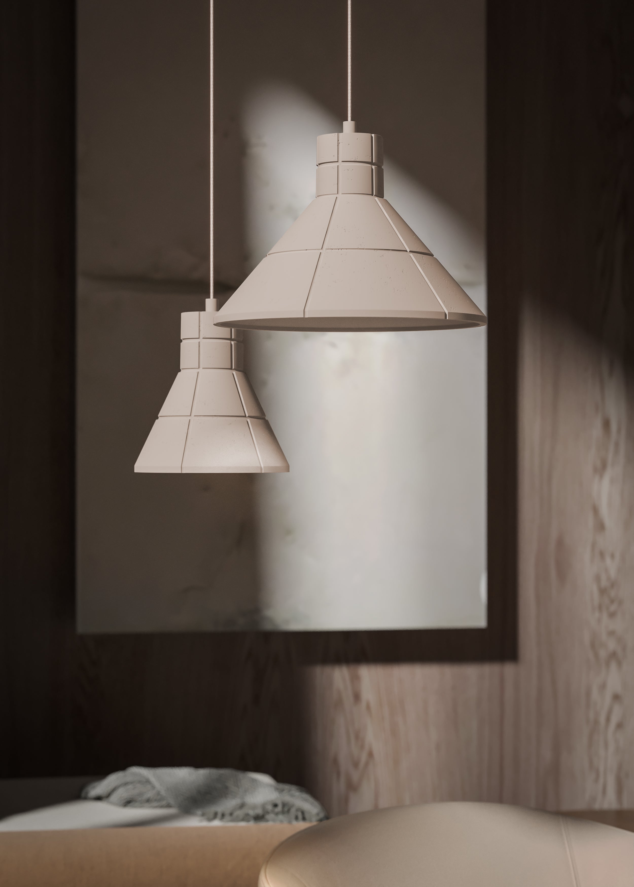Pendelleuchte FLARED COST aus synthetischem Gips