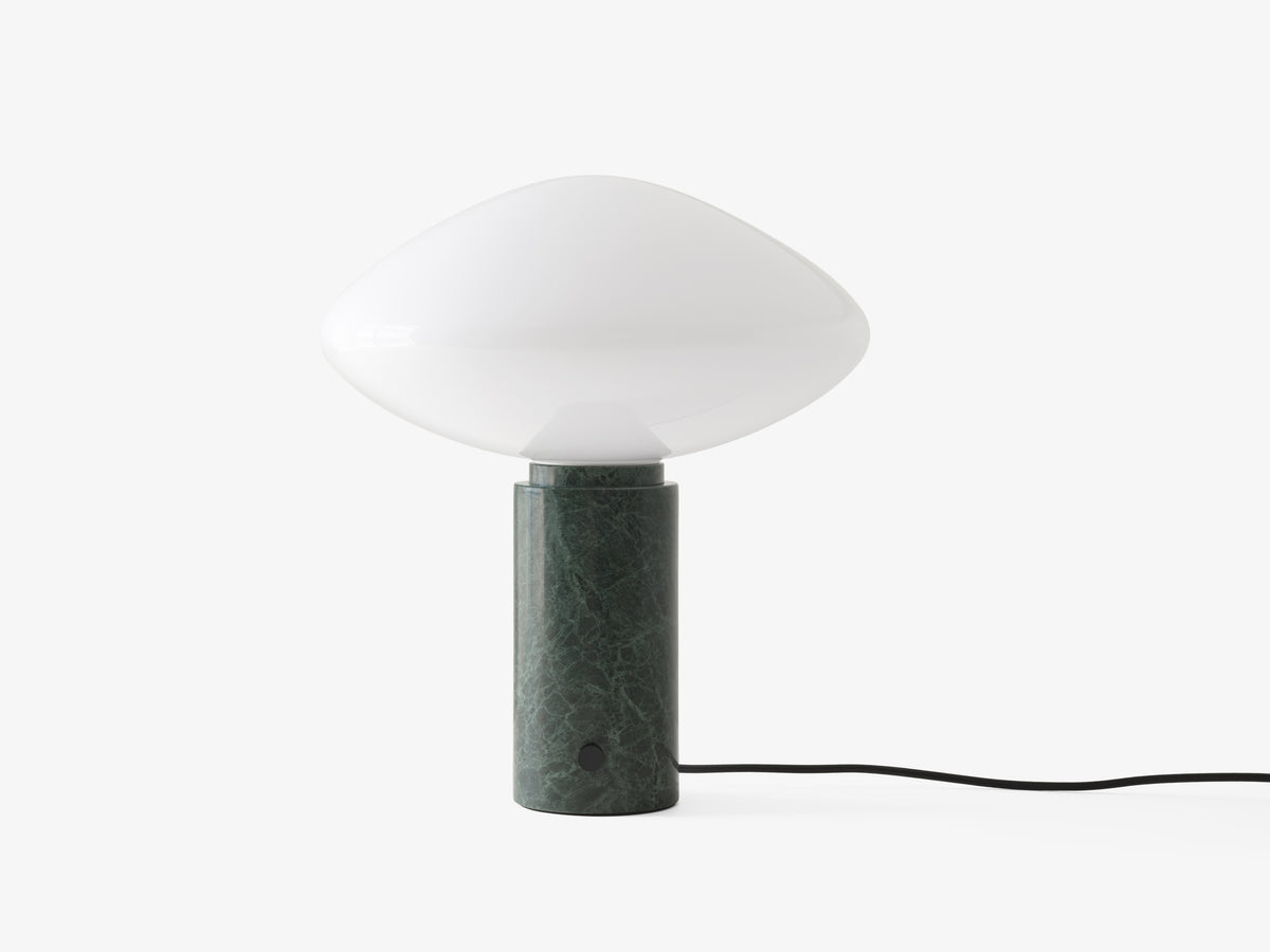 Tafellamp MIST AP17 met glazen kap en groene marmeren voet