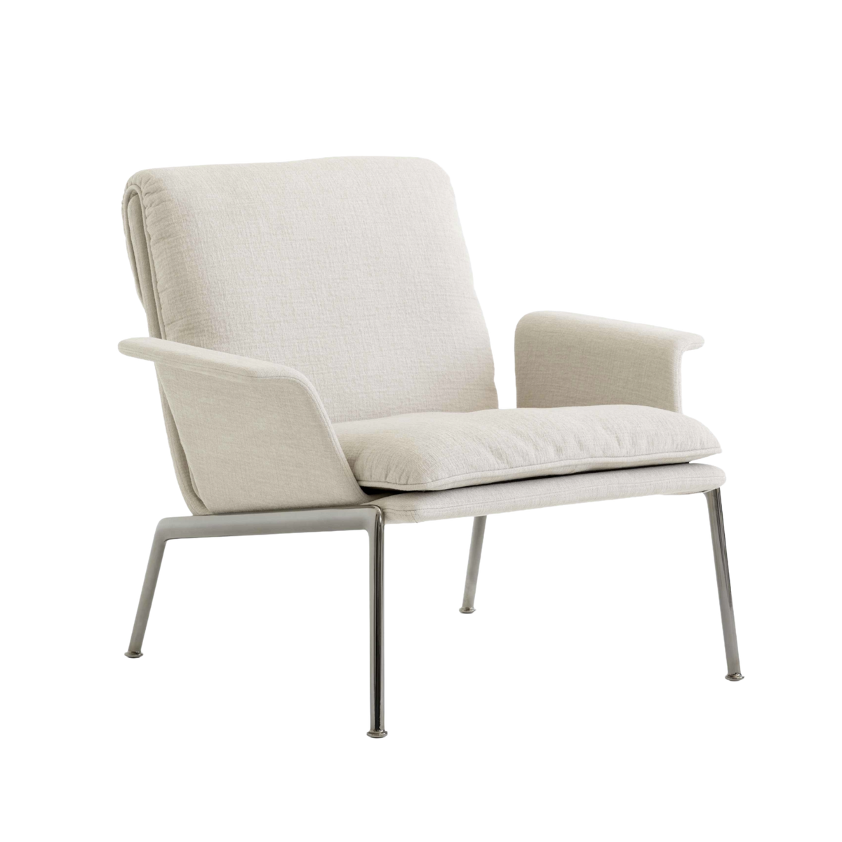 Fauteuil MUNO LN19 gestoffeerd met een donkere aluminium basis