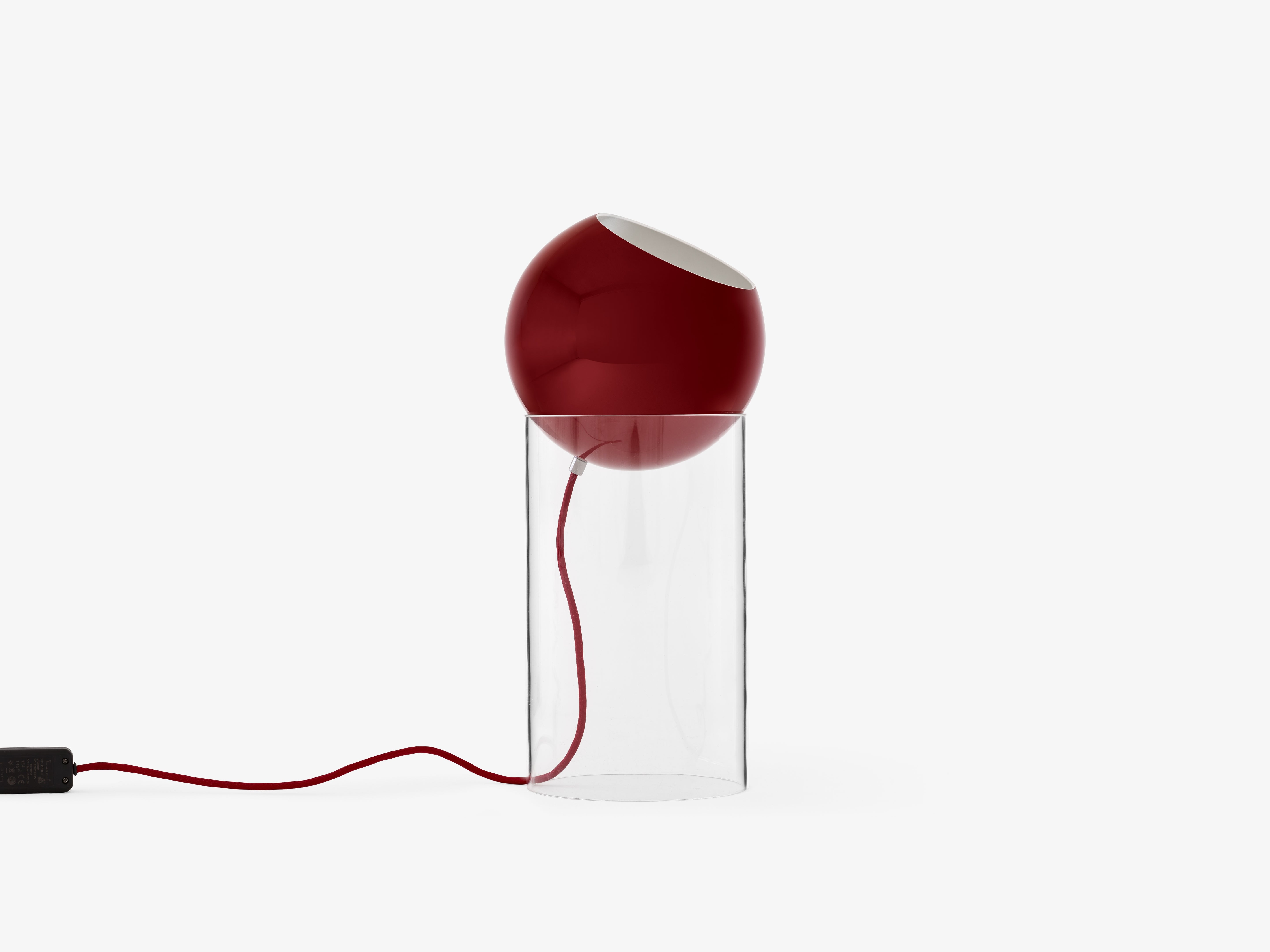 Tafellamp TOPAN met rode kap en transparante voet