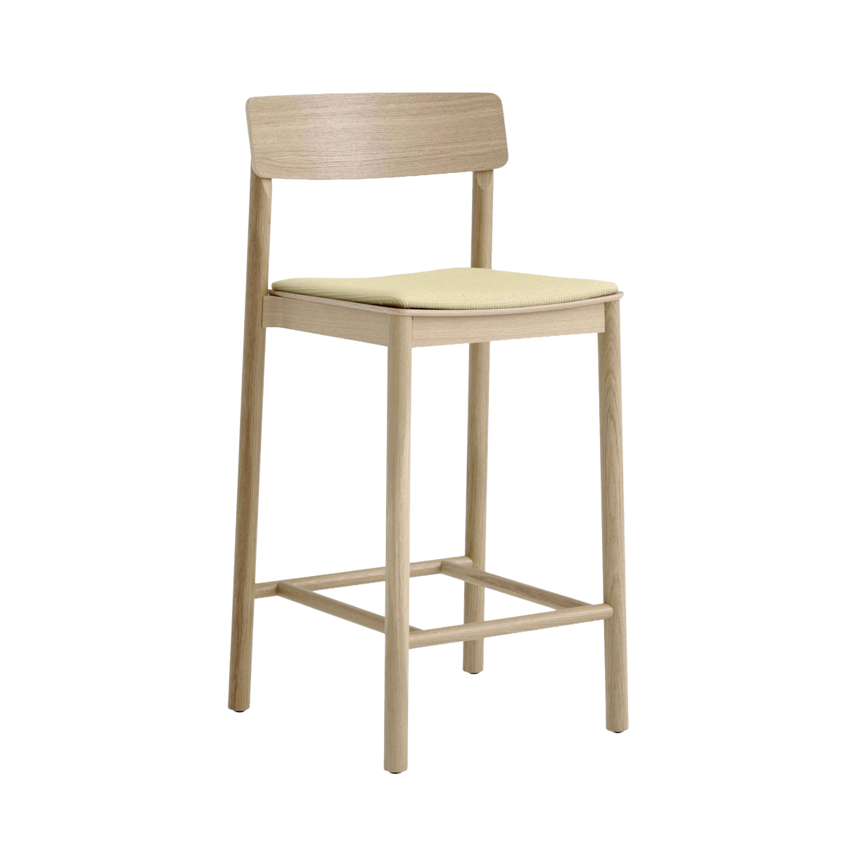 Hocker BETTY gelakt eiken met een gestofferde zitting