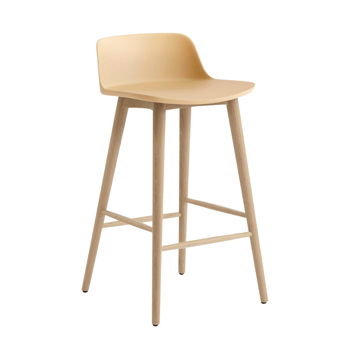 Hocker RELY zandkleurig met een eiken basis