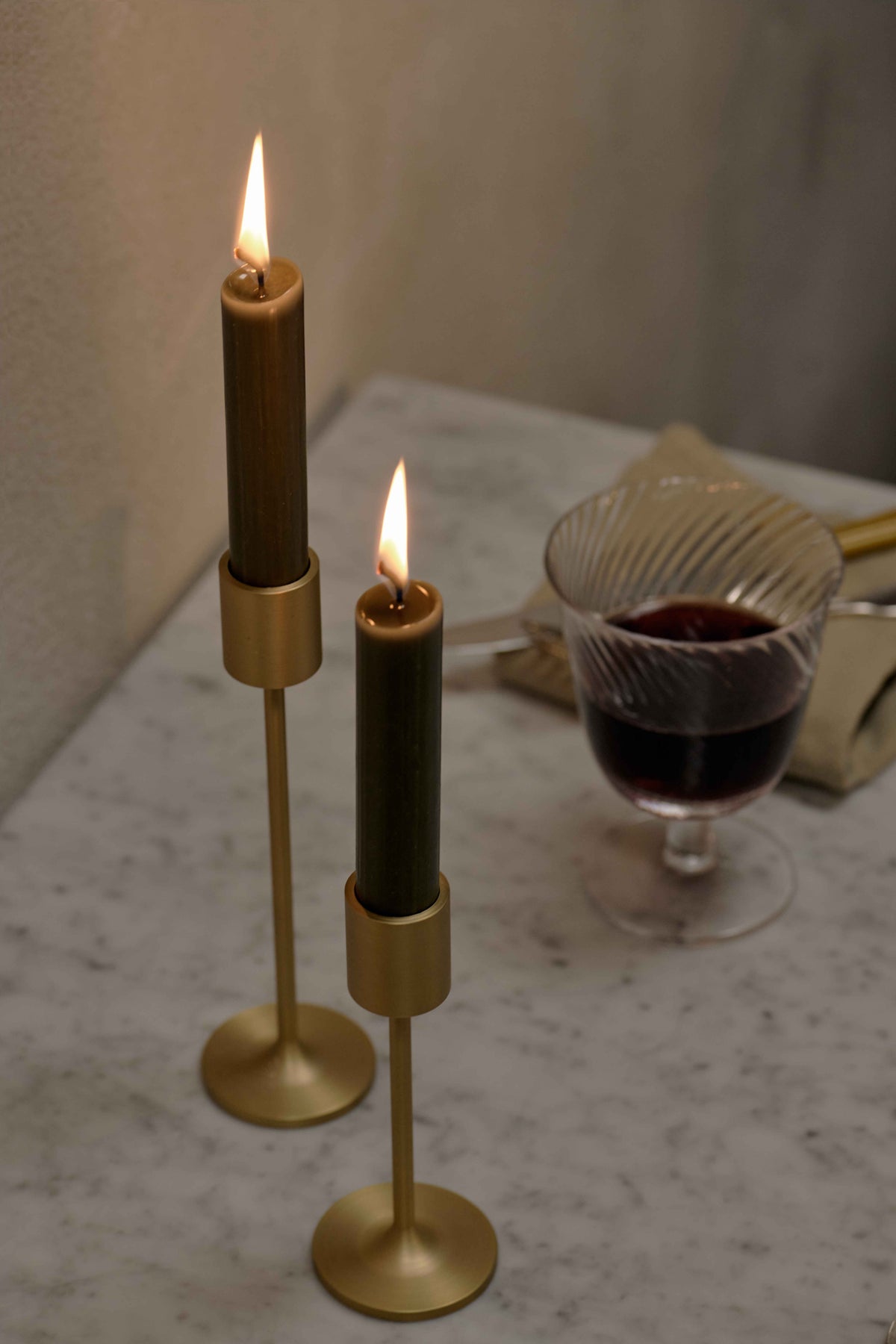 Set kaarsenhouders COLLECT geborsteld messing