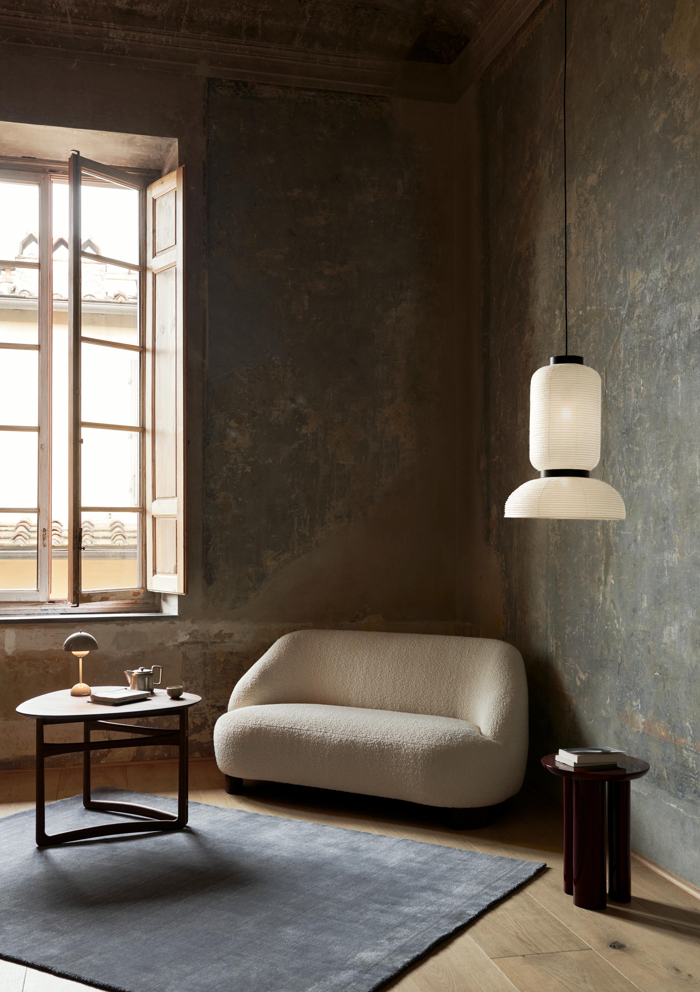 Hanglamp FORMAKAMI JH3 met witte papieren kap en zwart eiken afwerking