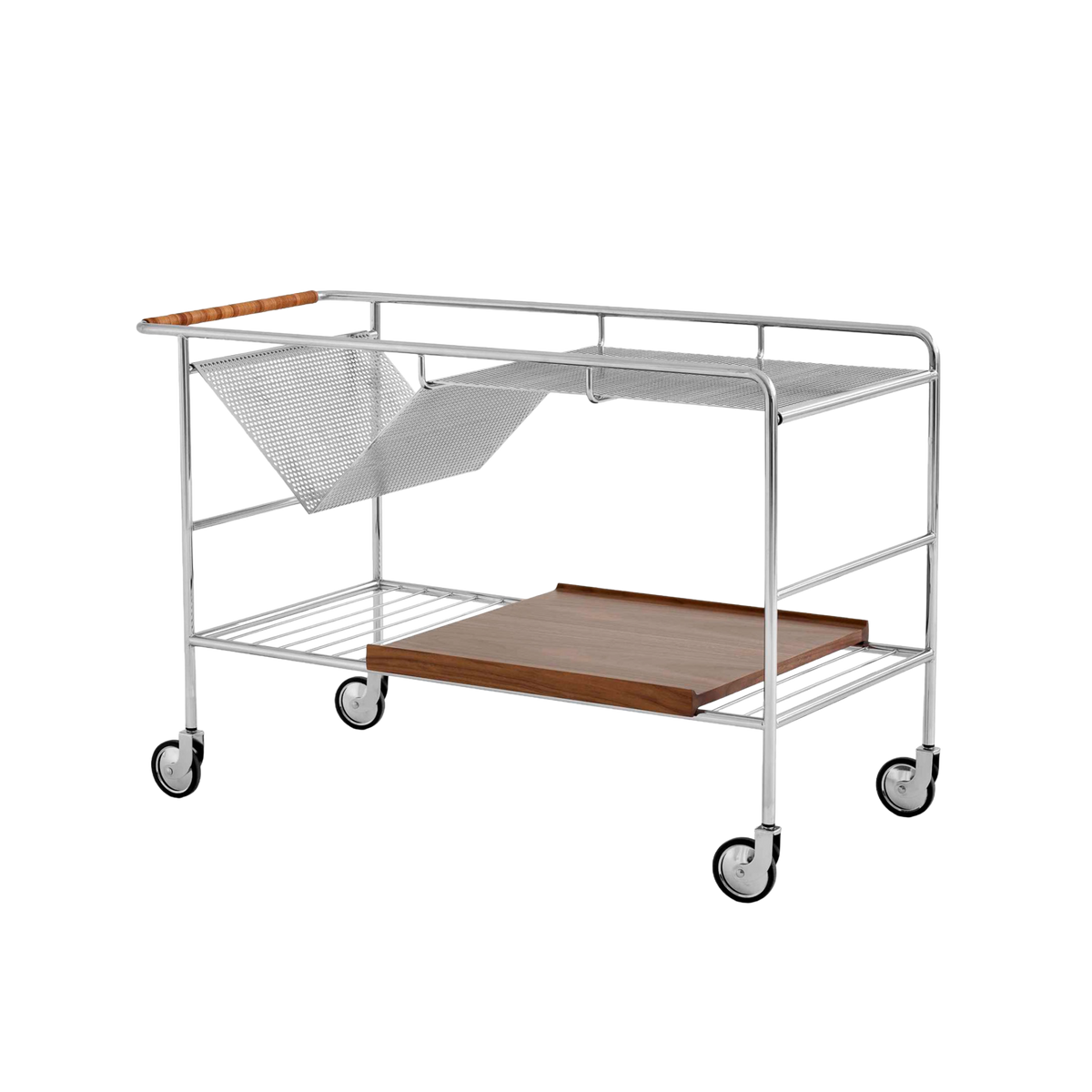 Wagen ALIMA NDS1 verchroomd met gelakt notenhout