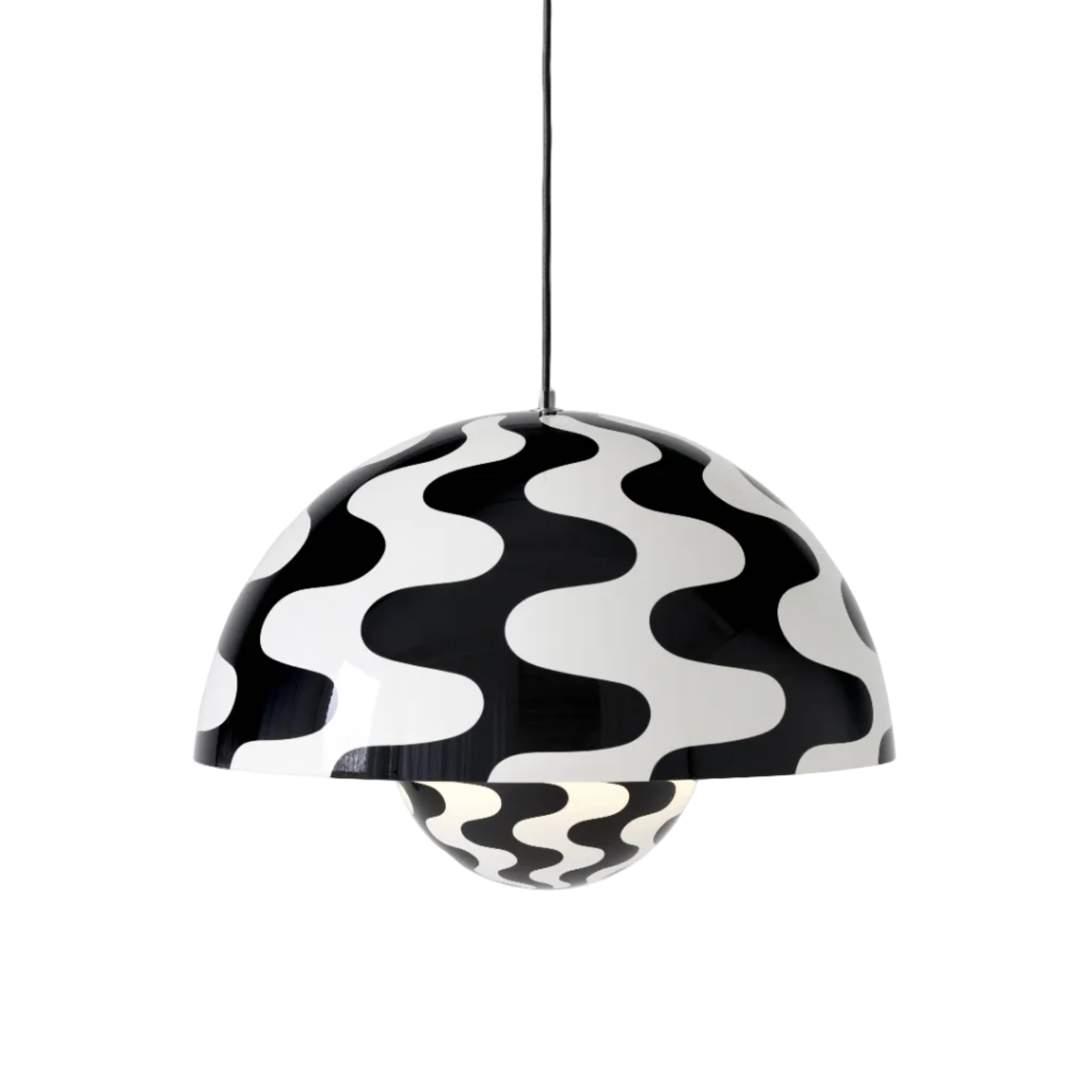 Hanglamp FLOWERPOT VP2 met zwart-wit patroon