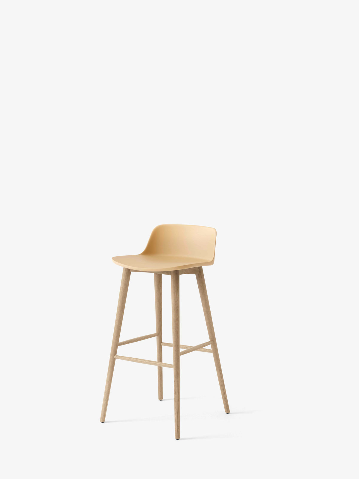 Hocker RELY zandkleurig met een eiken basis