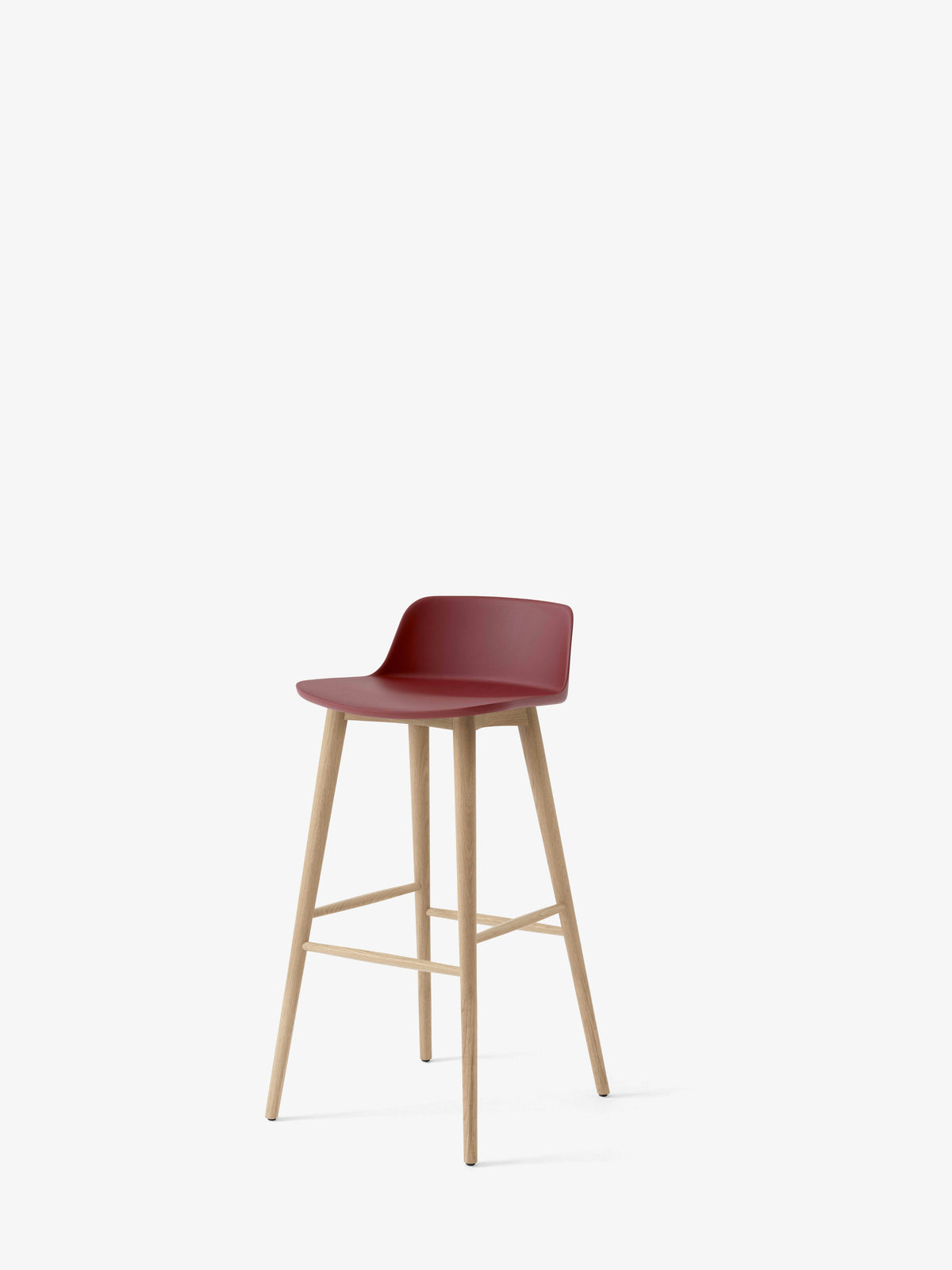 Hocker RELY roodbruin met een eiken basis