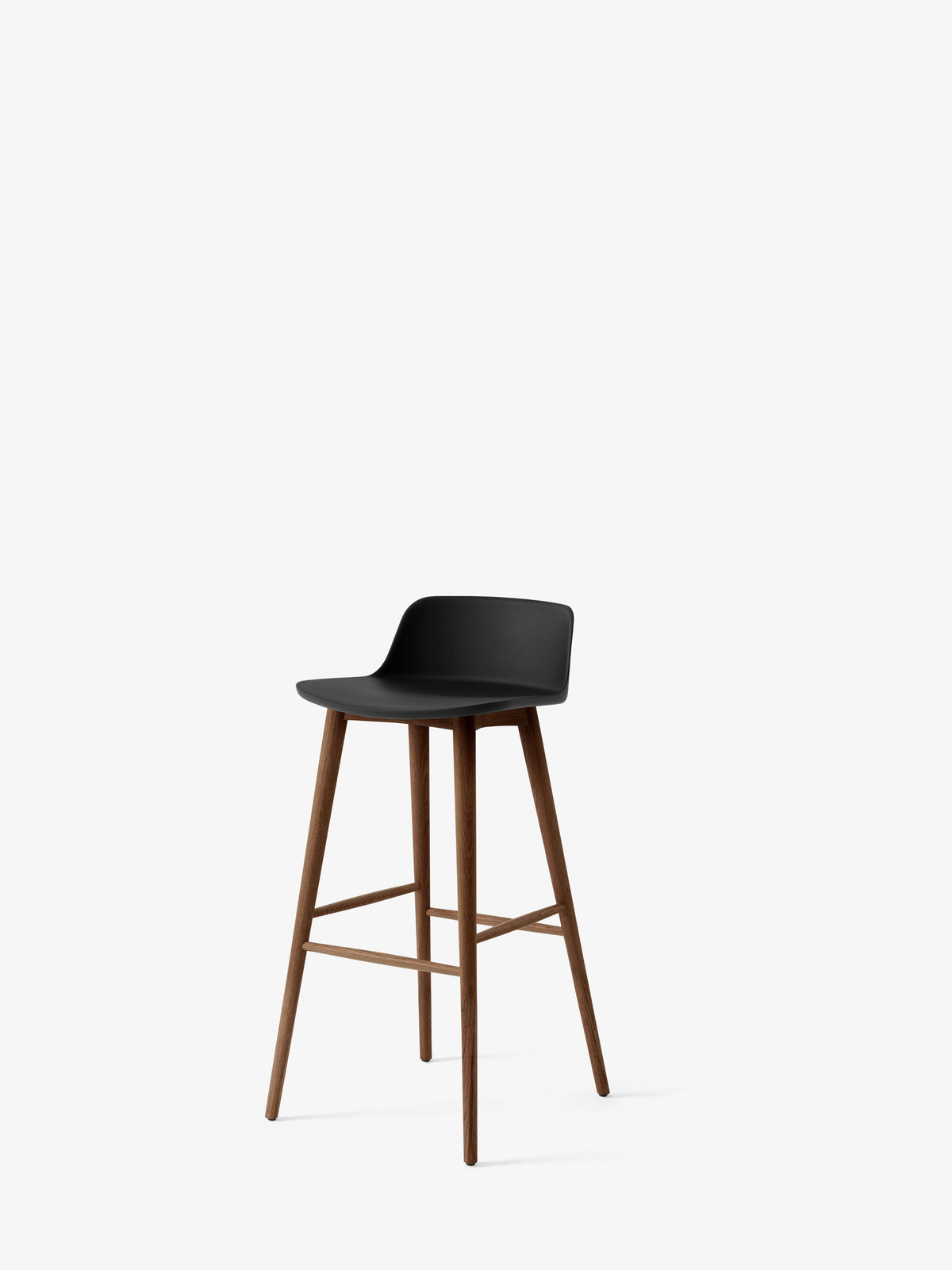 Hocker RELY zwart met een notenhouten basis