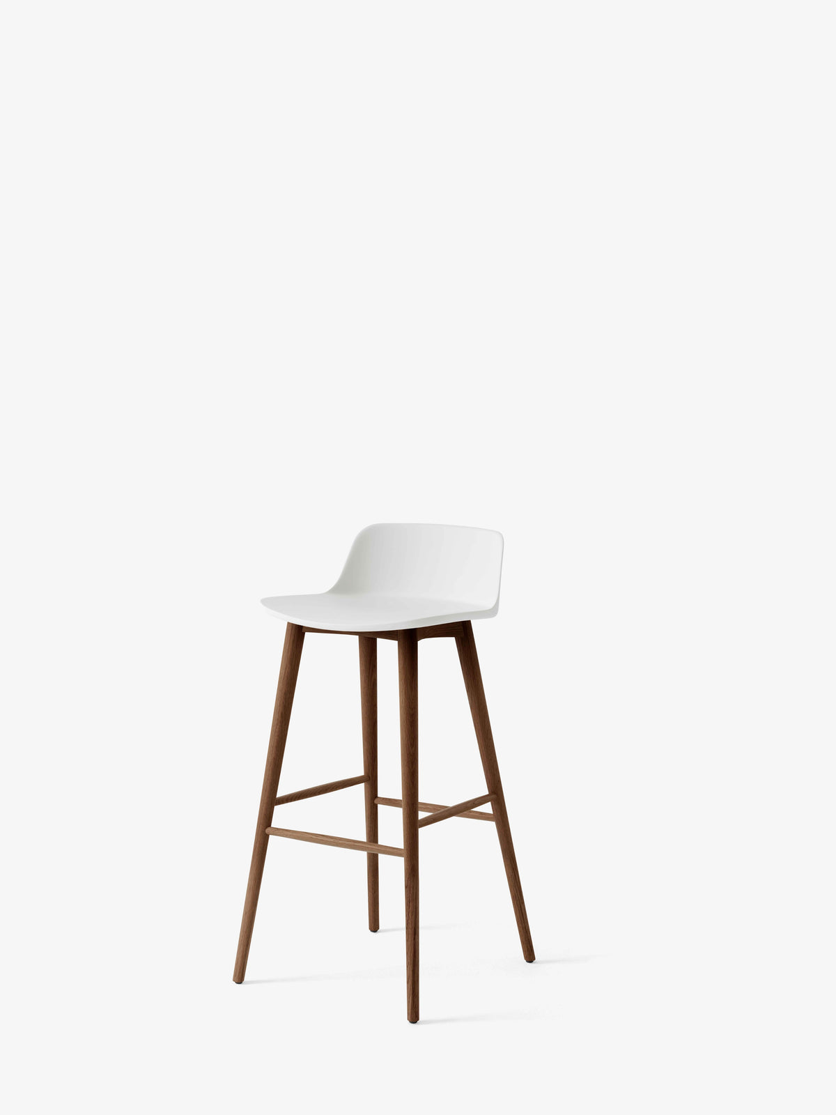 Hocker RELY wit met een notenhouten basis
