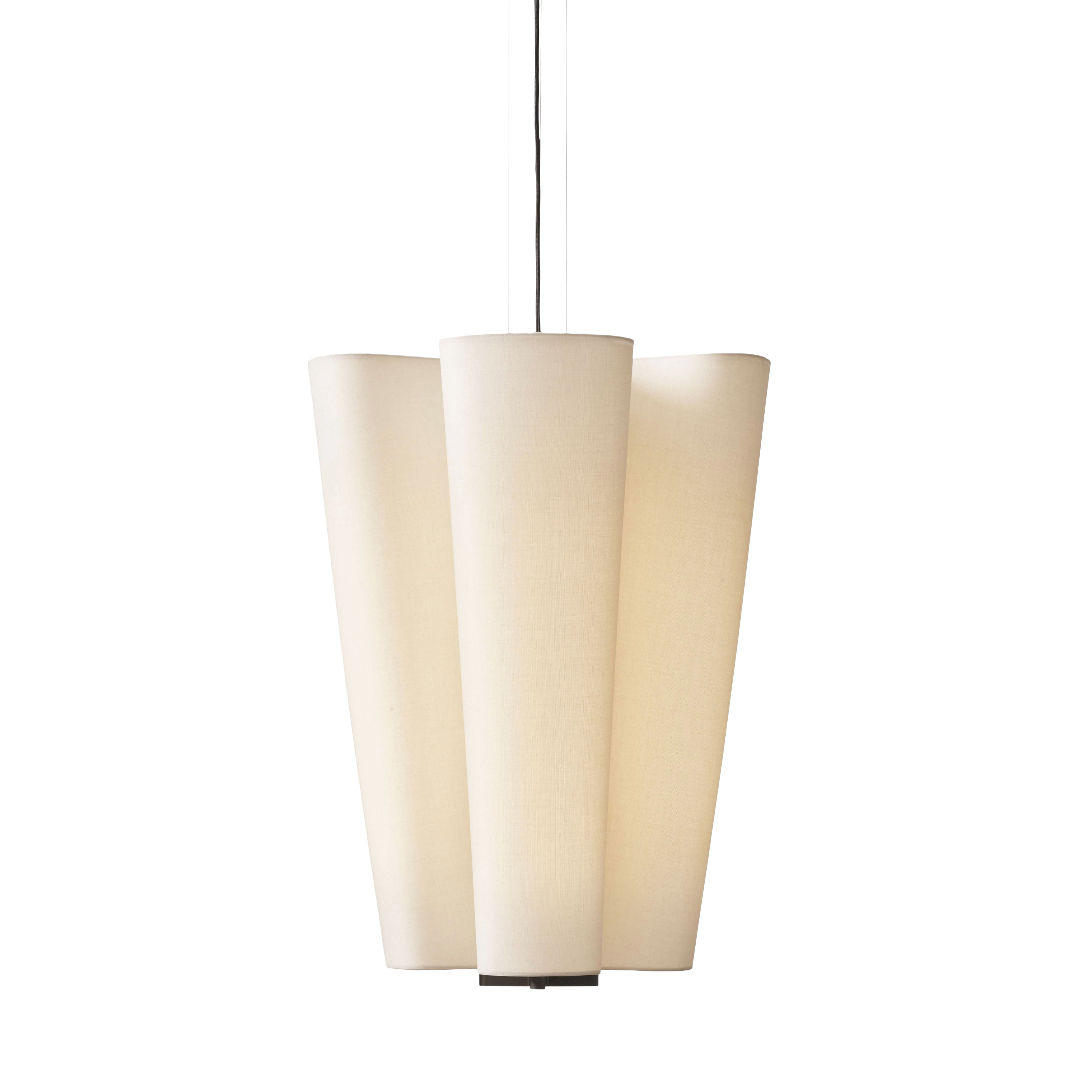 Hanglamp BELLA beige met bruine afwerking