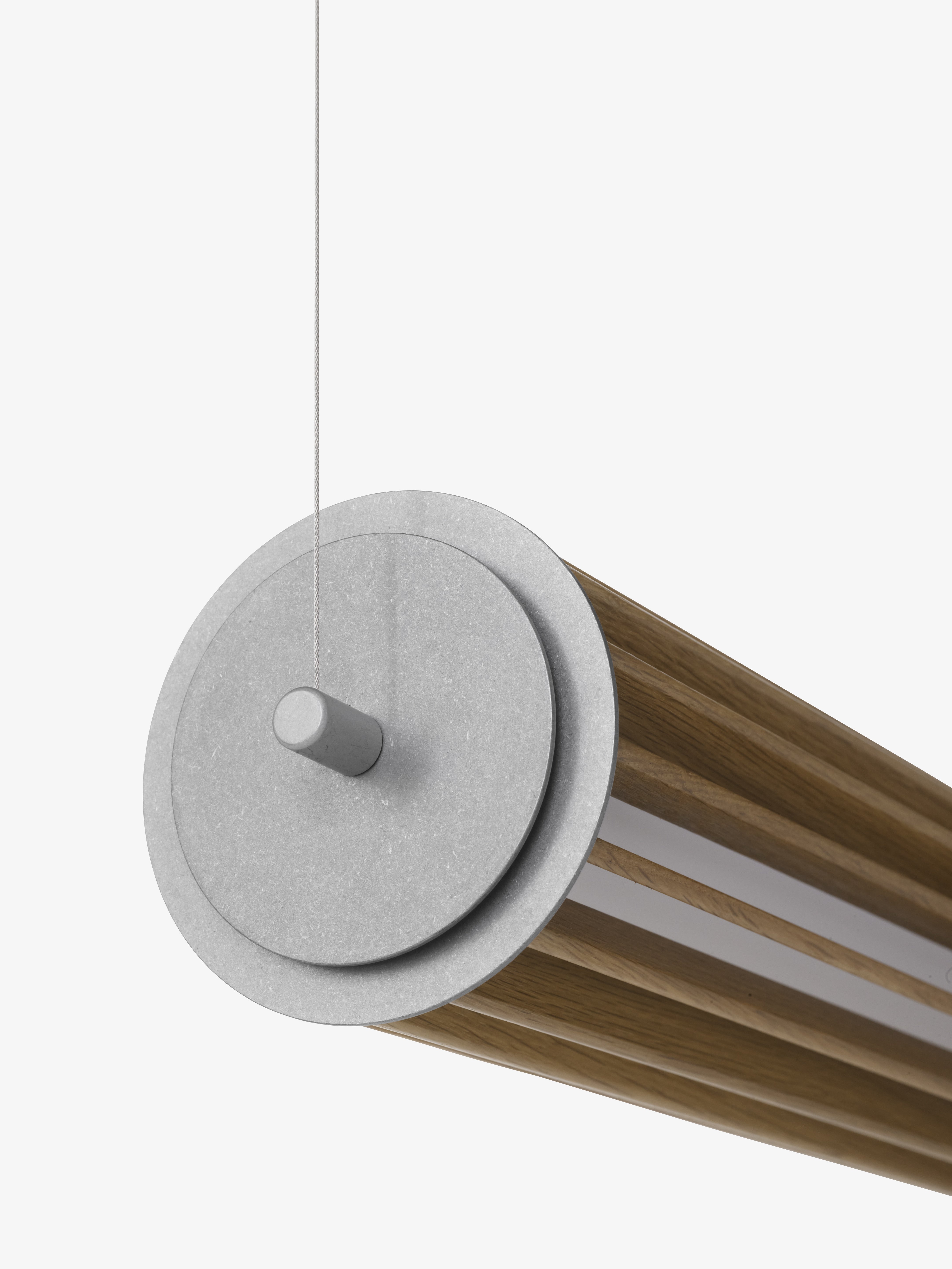 Hanglamp NUMBRA TY1 van aluminium met eikenhout