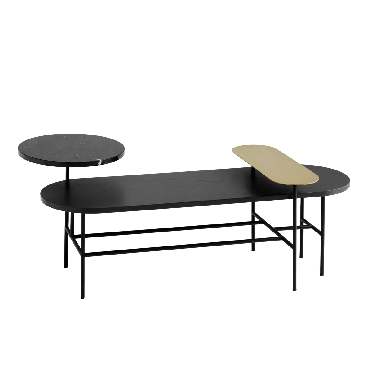 Palette JH7 salontafel zwart gelakt esdoornfineer met een zwarte stalen basis