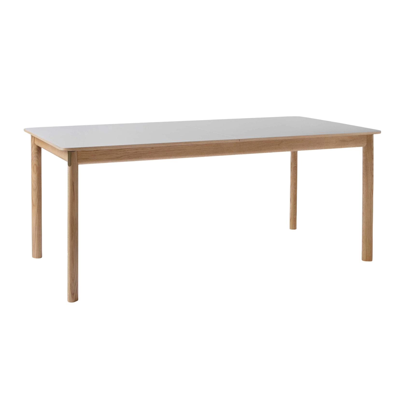 Uitschuifbare tafel PATCH beige gelamineerd blad met eiken basis