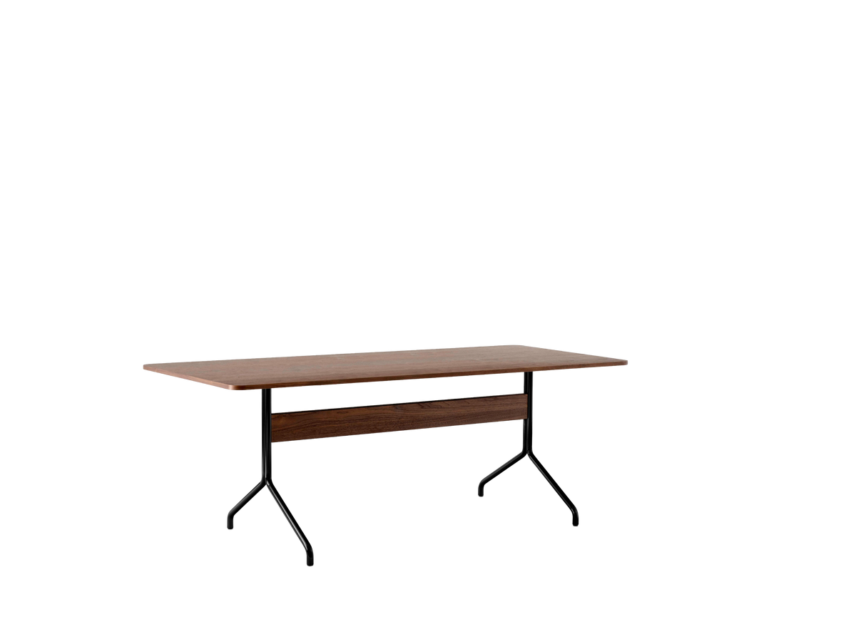 Gecoate PAVILION tafel in notenhout met een zwarte basis