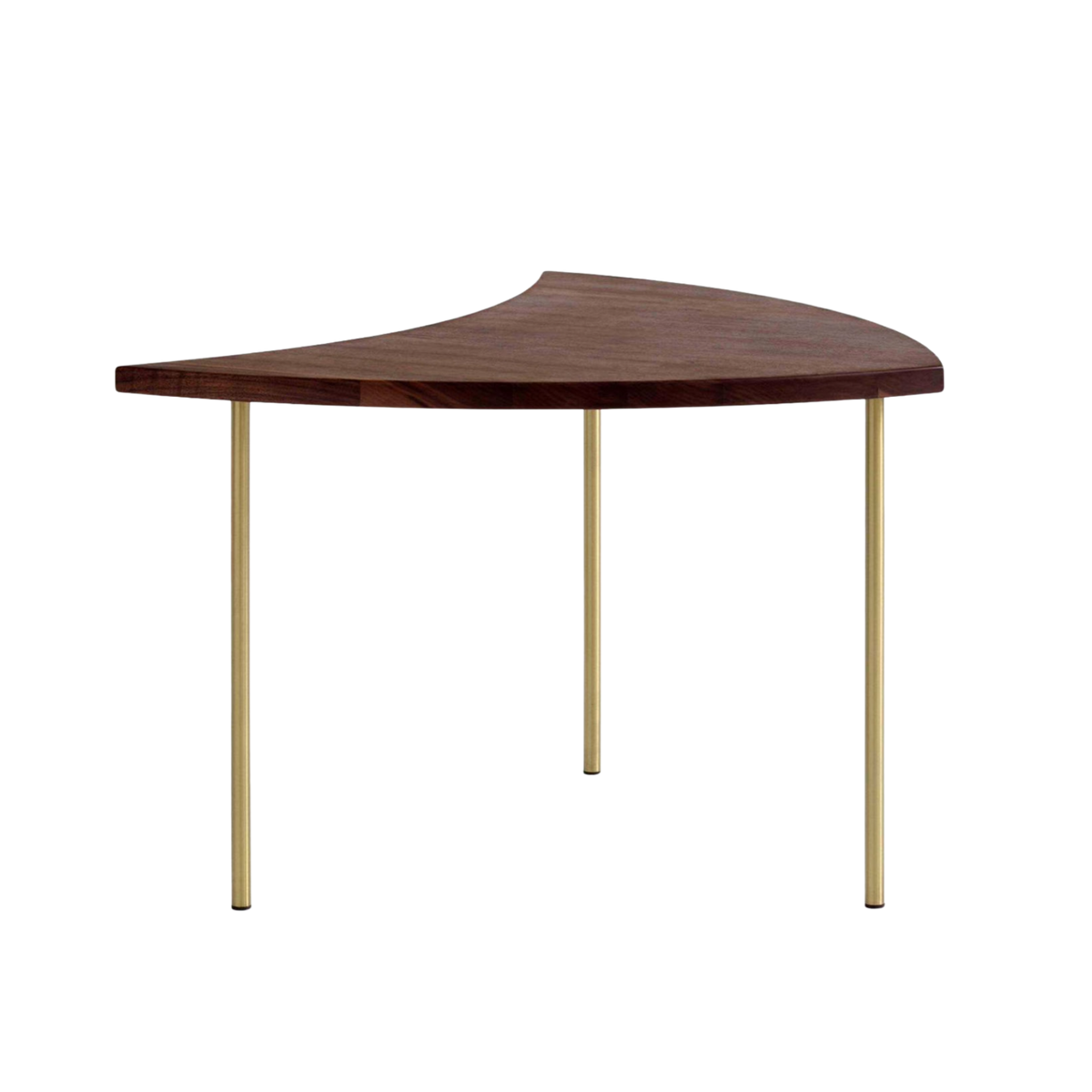 PINWHEEL HM7 bijzettafel, geolied notenhout met een messing basis