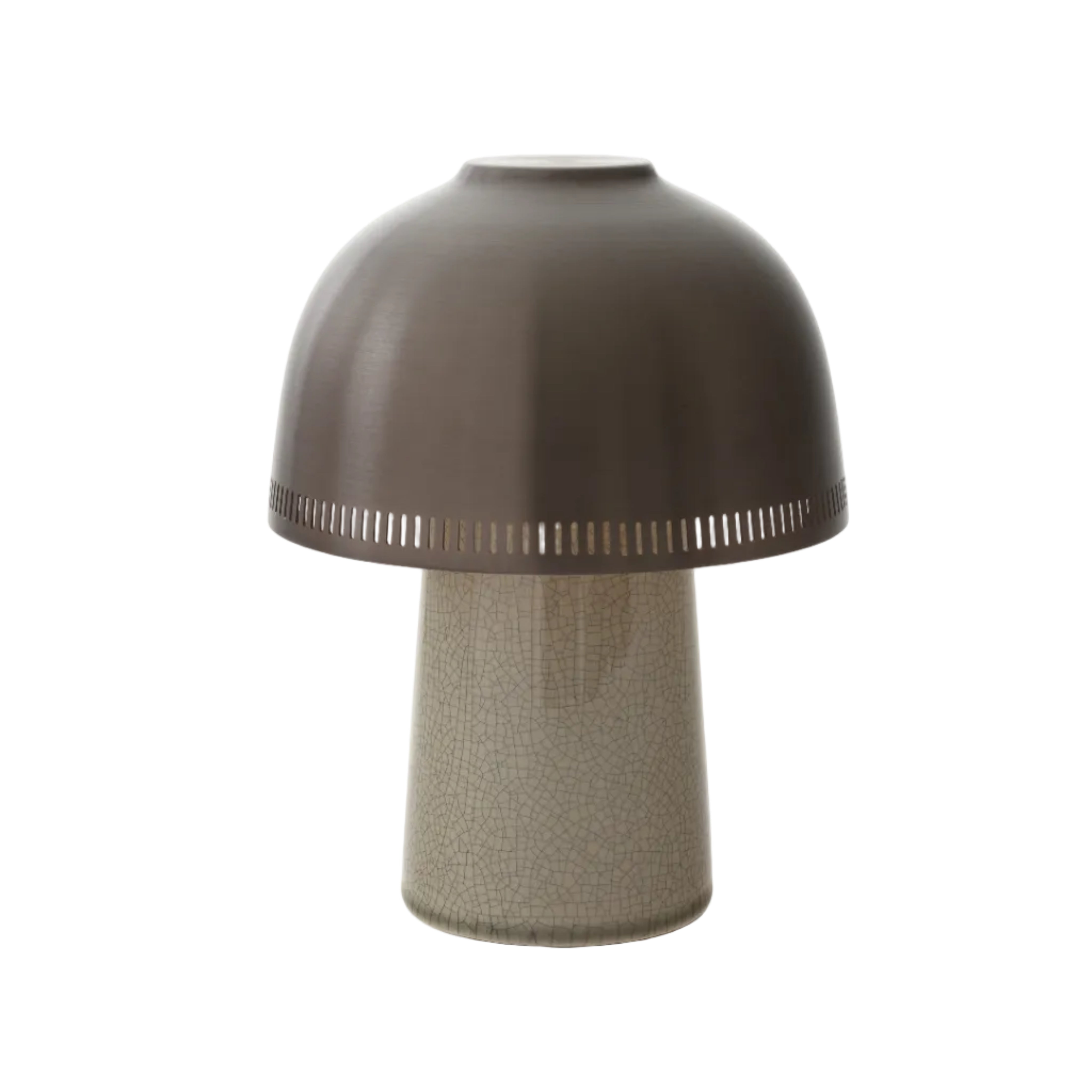 Draagbare lamp RAKU SH8 met een bruine kap en een beige voet.