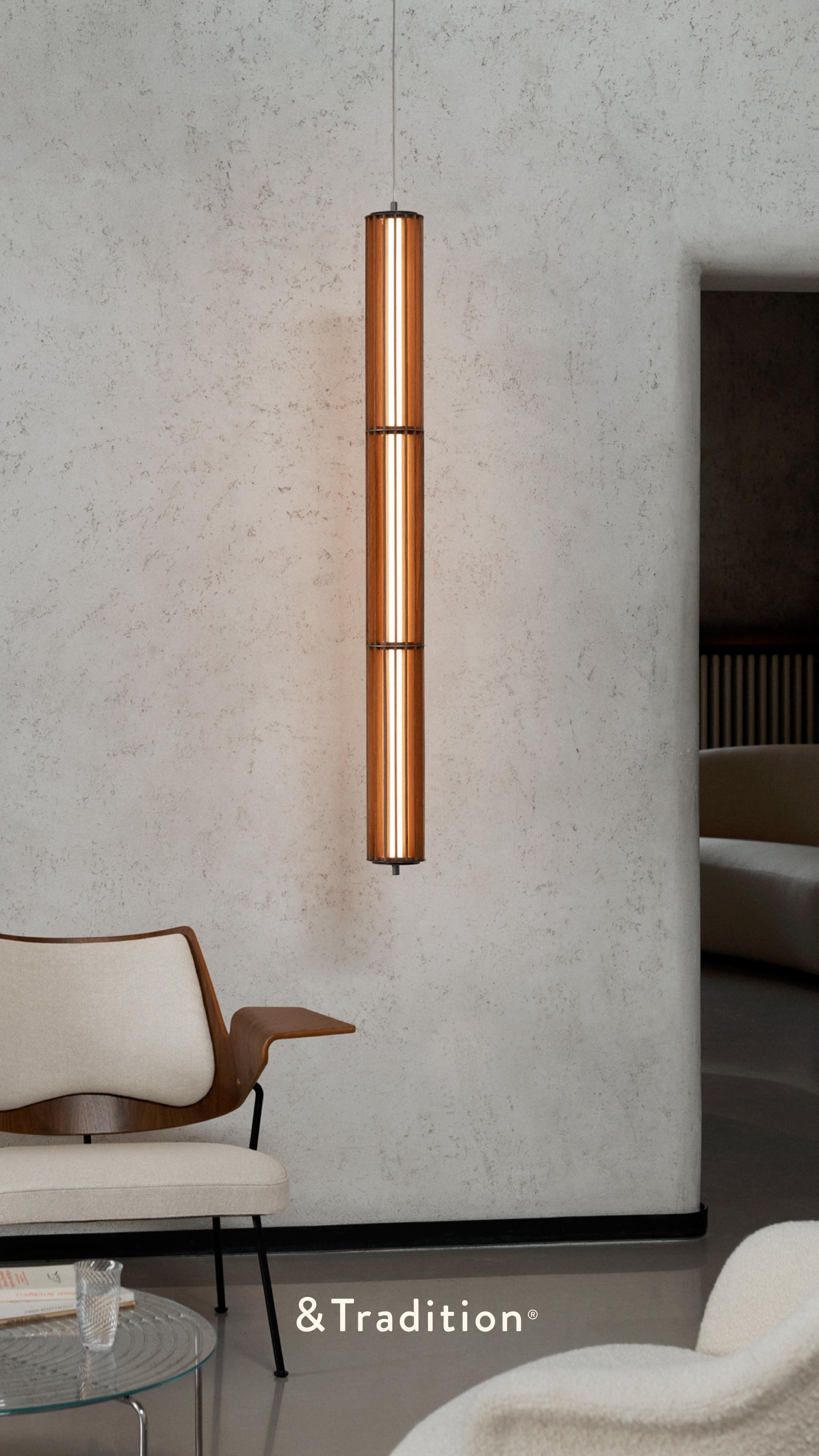Hanglamp NUMBRA TY1 van aluminium met eikenhout