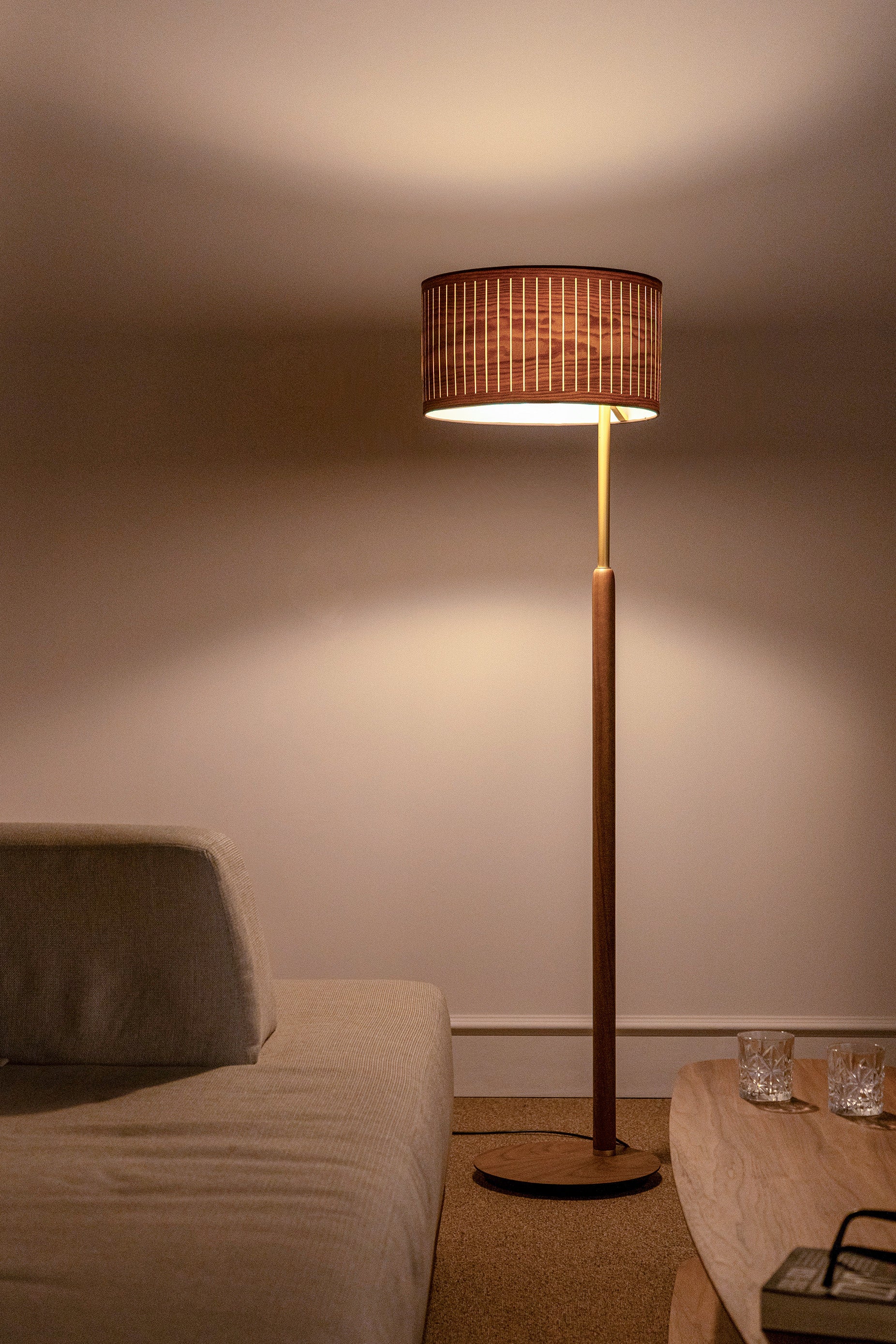 AUTUMN walnut wood floor lamp