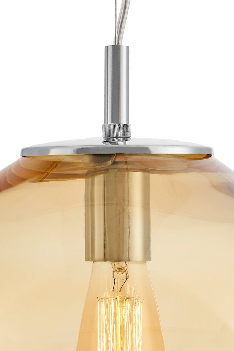 AVIA Amber Pendant Lamp with Silver Finish