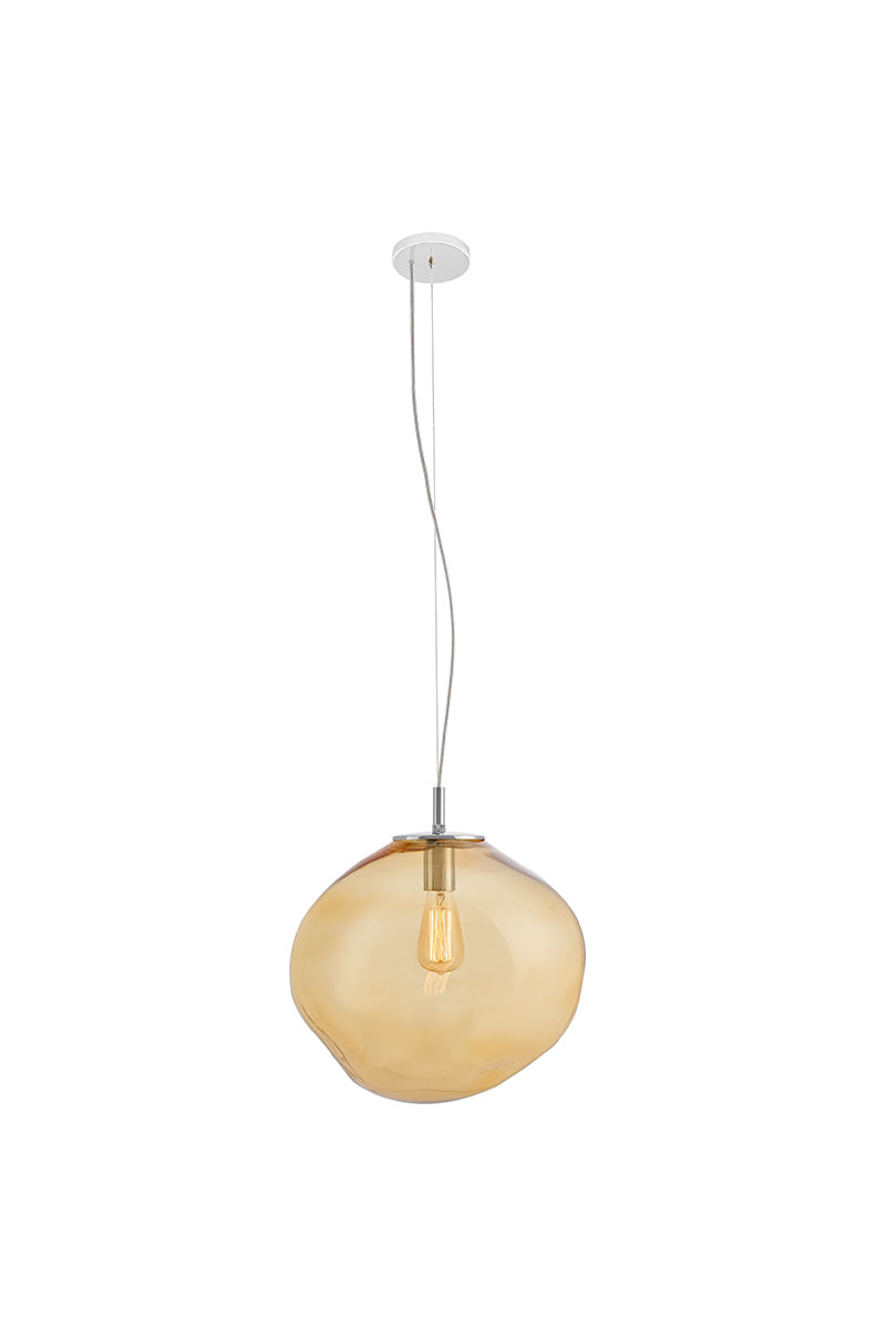 AVIA Amber Pendant Lamp with Silver Finish