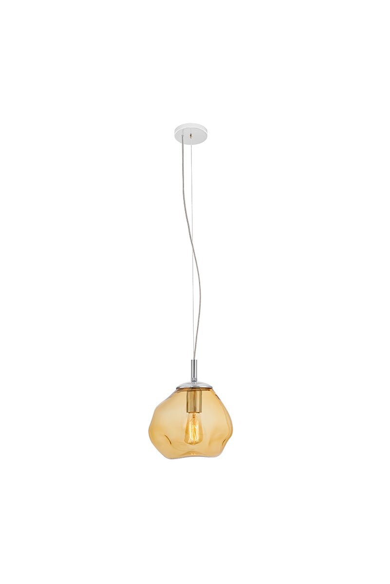 AVIA Amber Pendant Lamp with Silver Finish