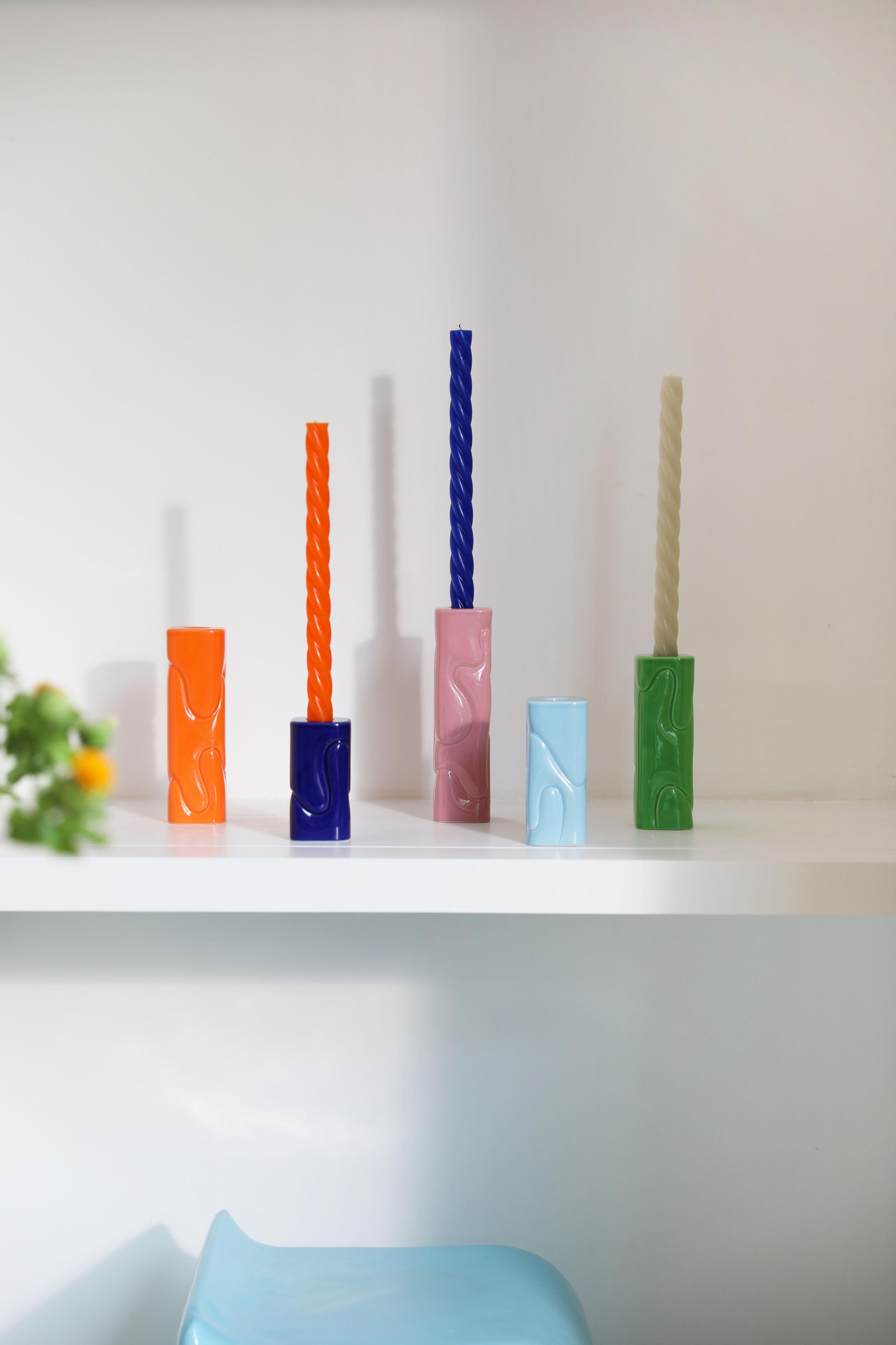 Oranje PUFFY kaarsenhouder