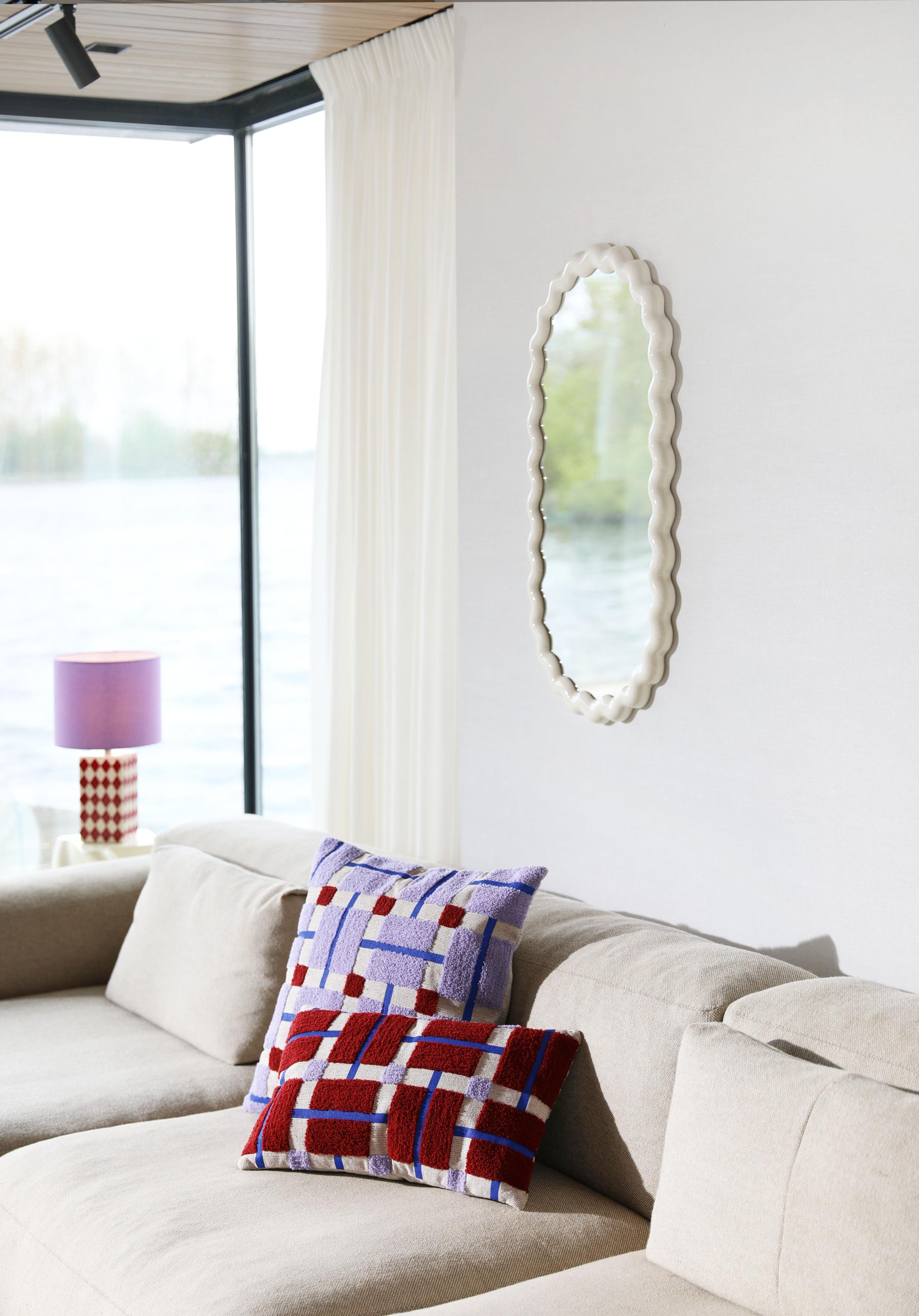 Kussenhoes PLANO paars met beige en bordeaux