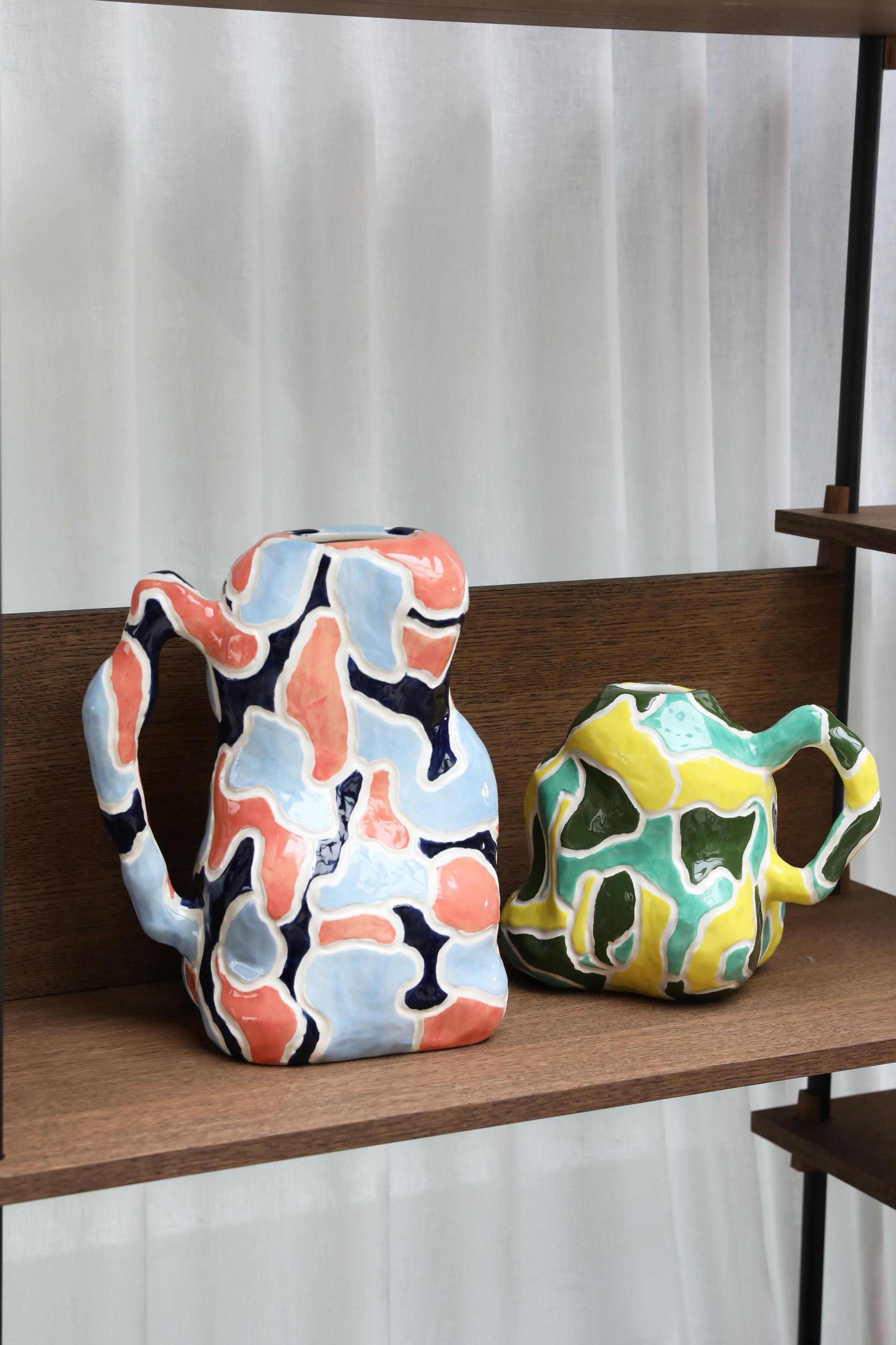 Vaas JUG-A-VASE groen met geel en wit