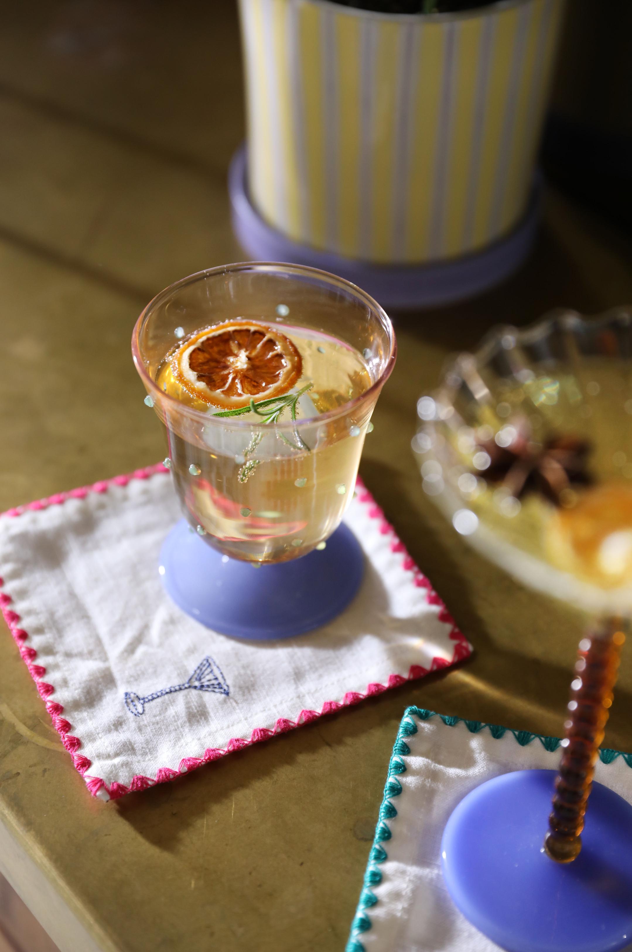 Set van glazen DOT blauw met roze