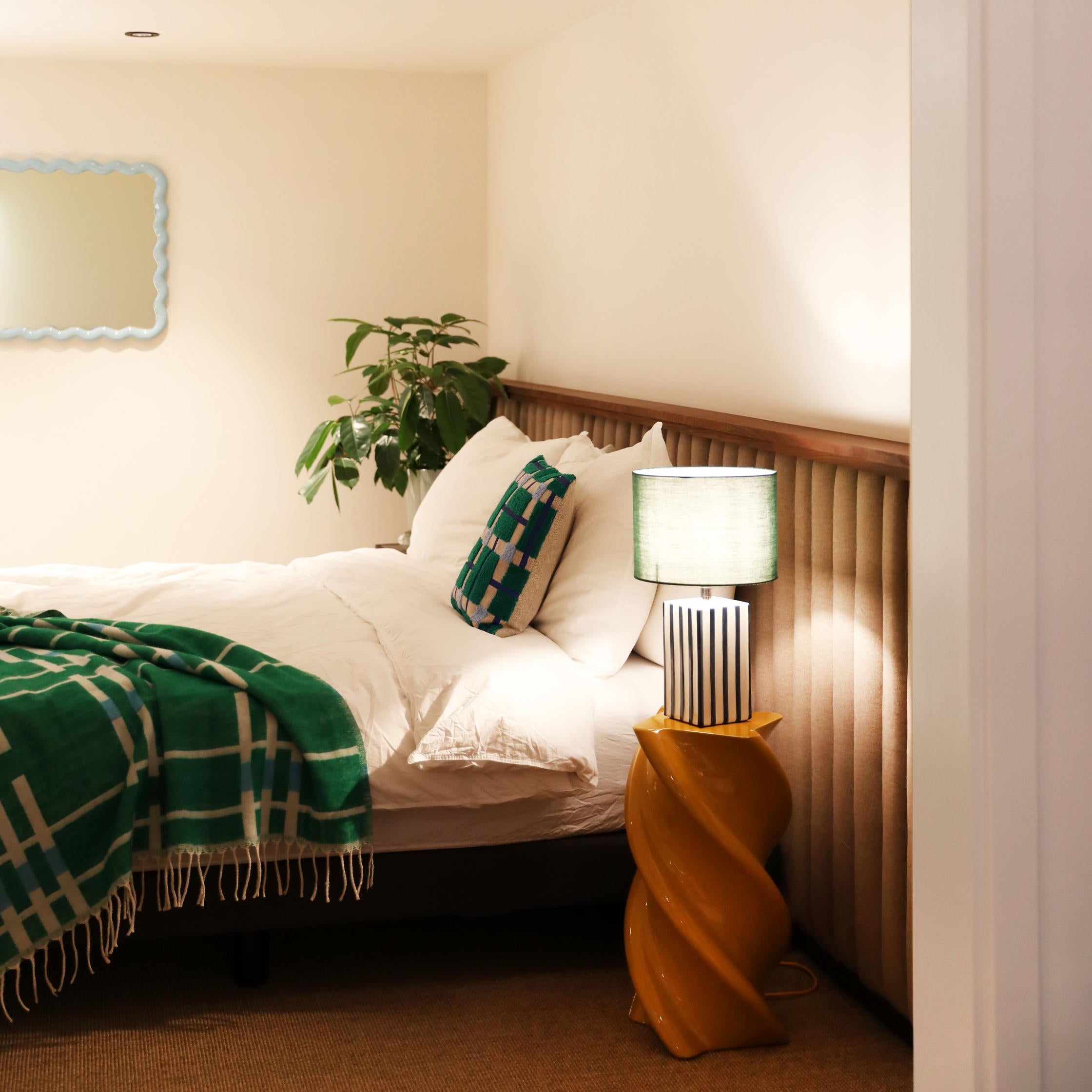 Pled PLANO beige met groen en blauw