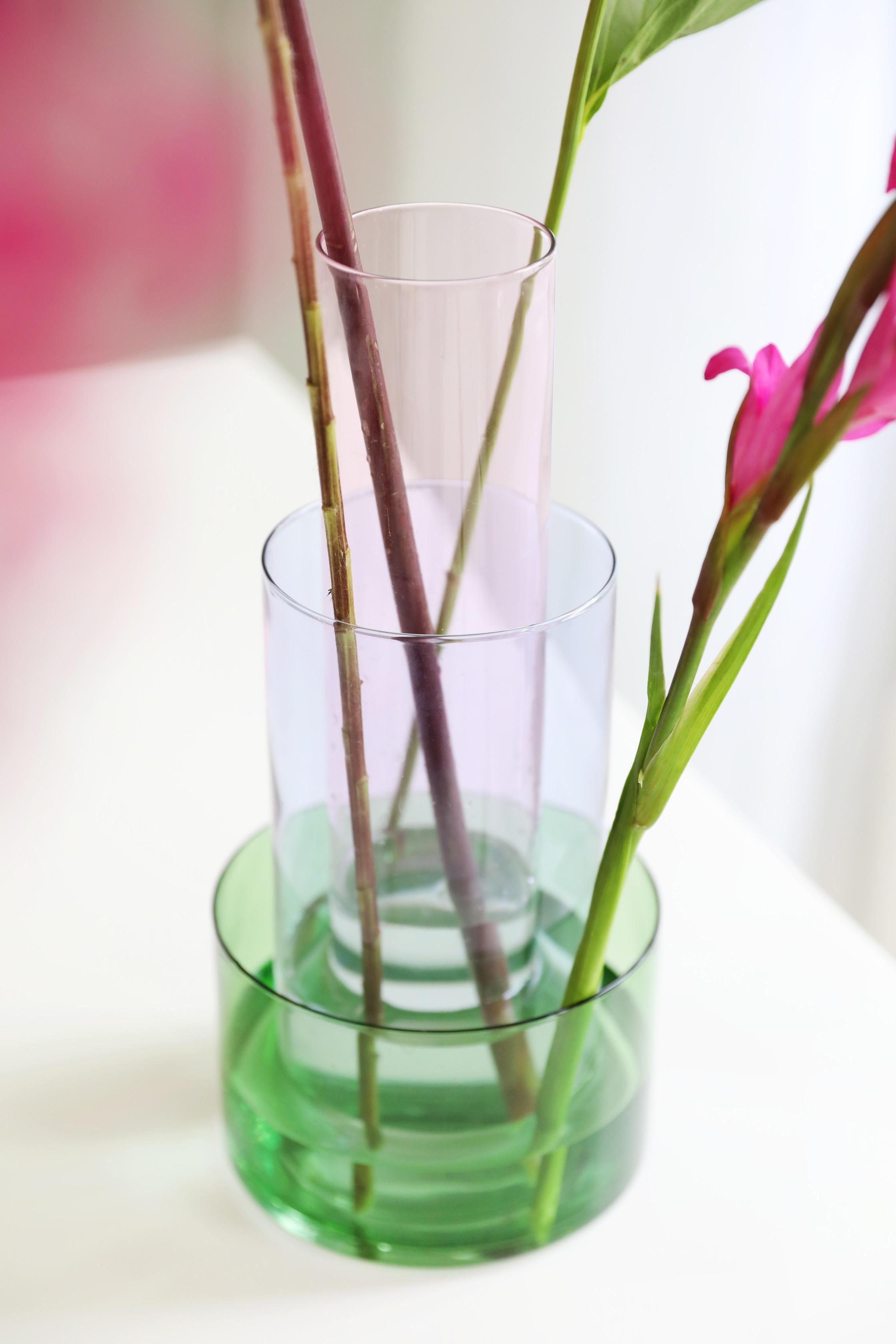 AMPHI Vase in Pink with Purple and Green