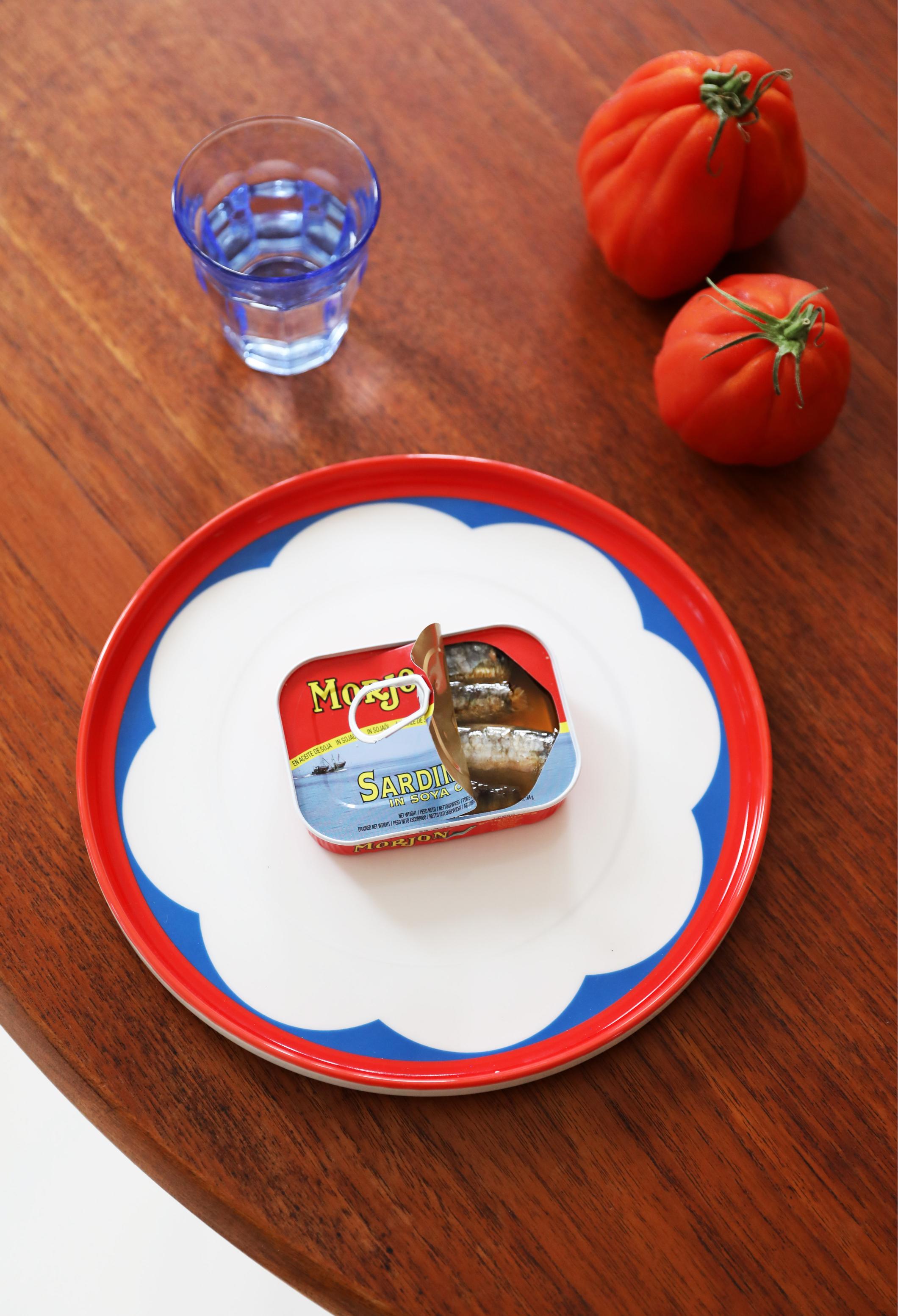 Dinerbord DAYDREAM ARCH wit met rood en blauw