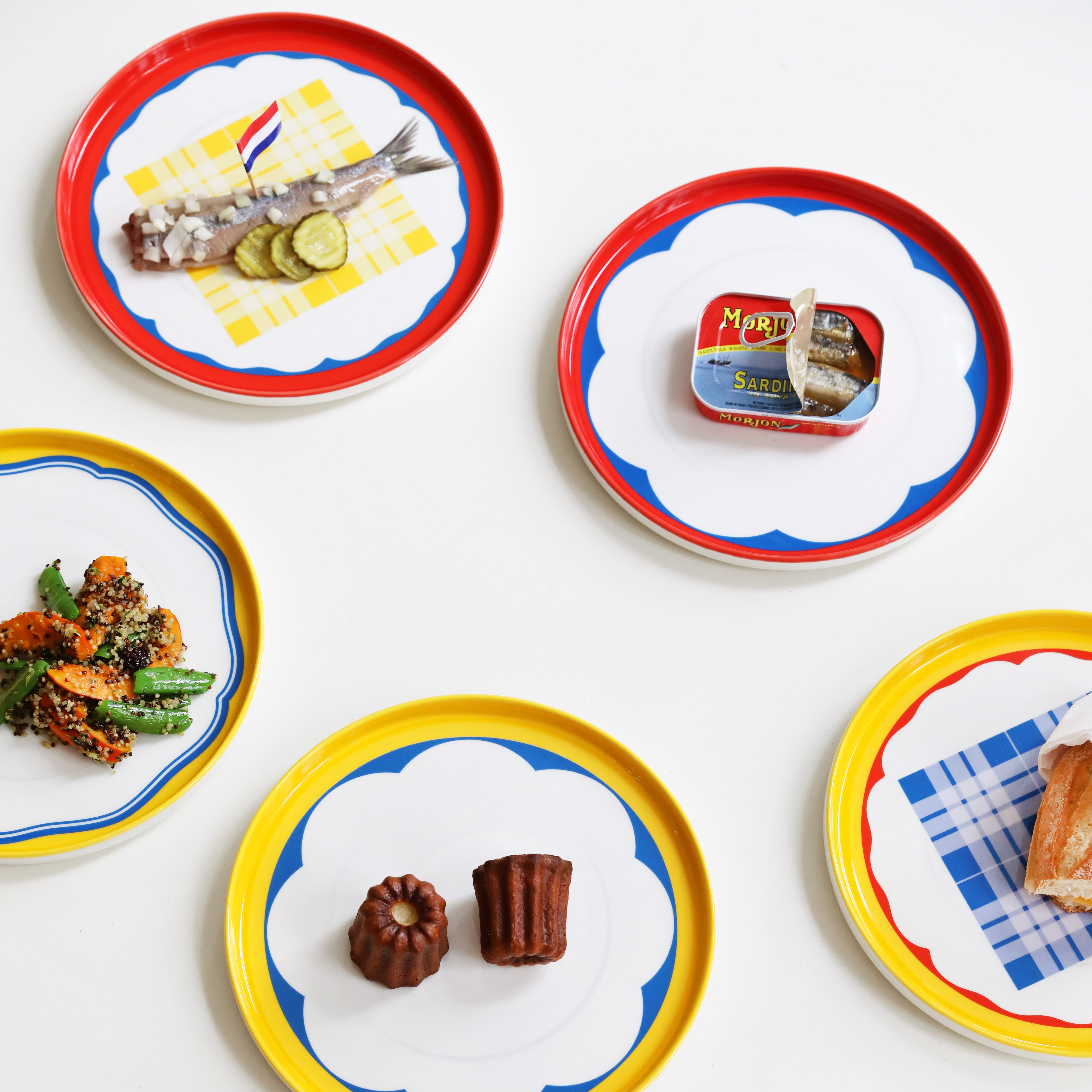 Dinner plate DAYDREAM WAVE blue with white and orange