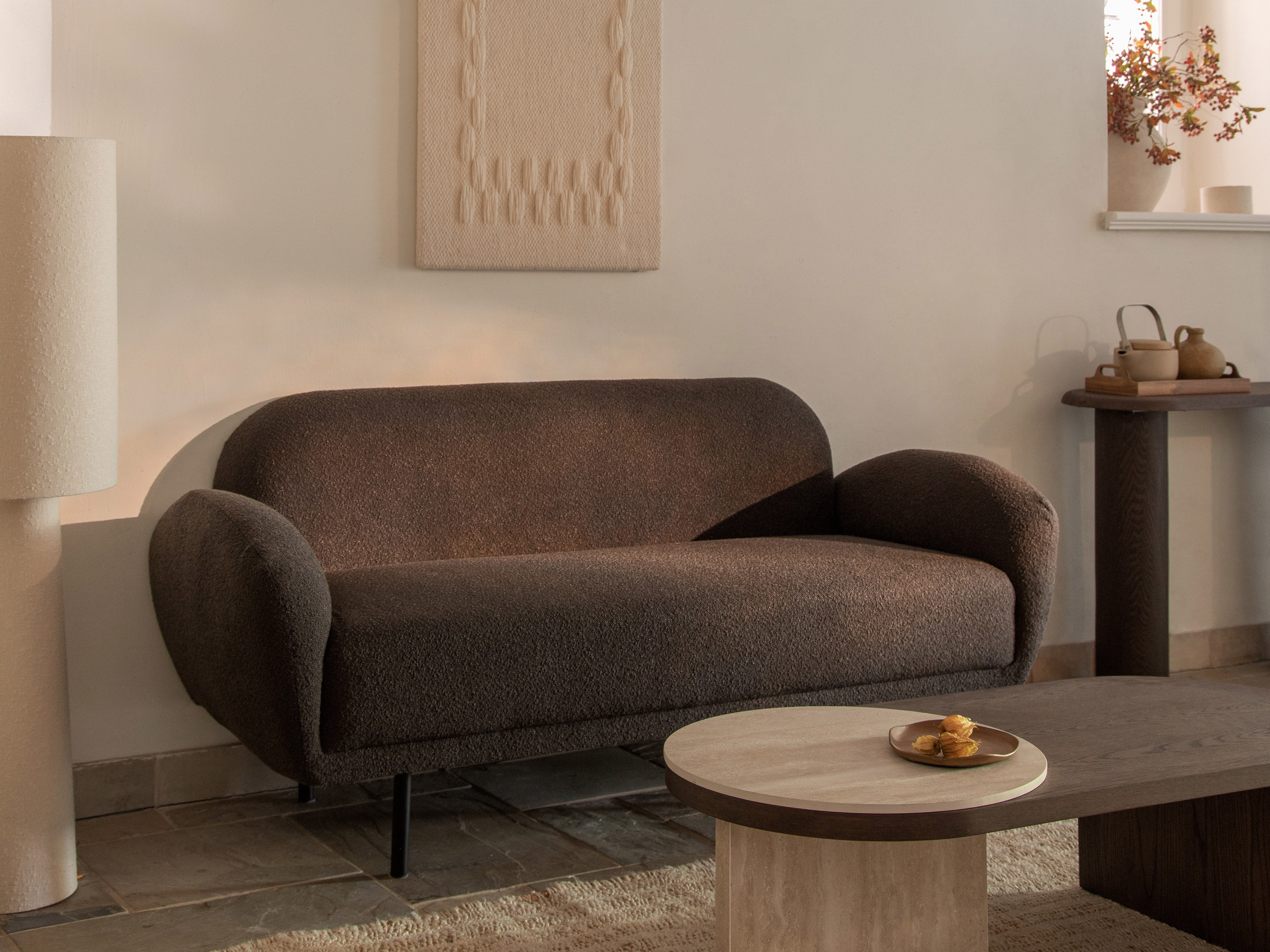 Sofa 2-zits POPPY gedempt blauw chenille