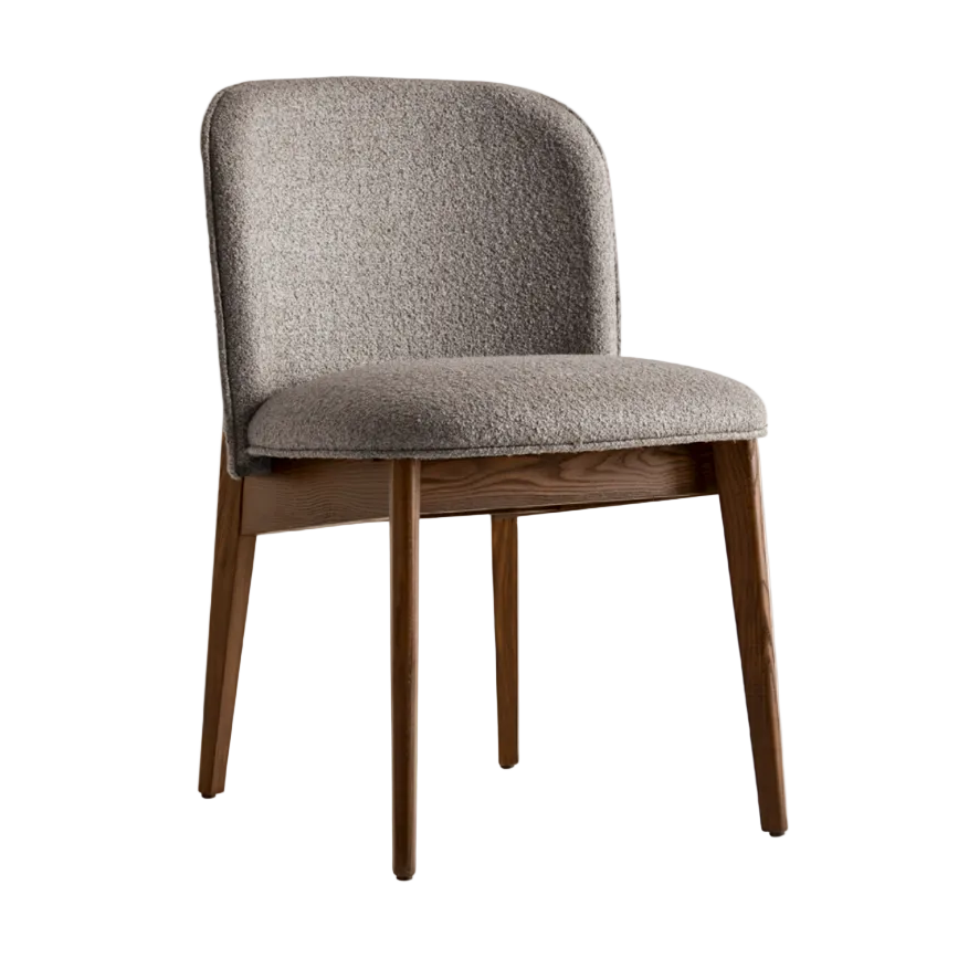 ABREY upholstered chair with a dark wooden base