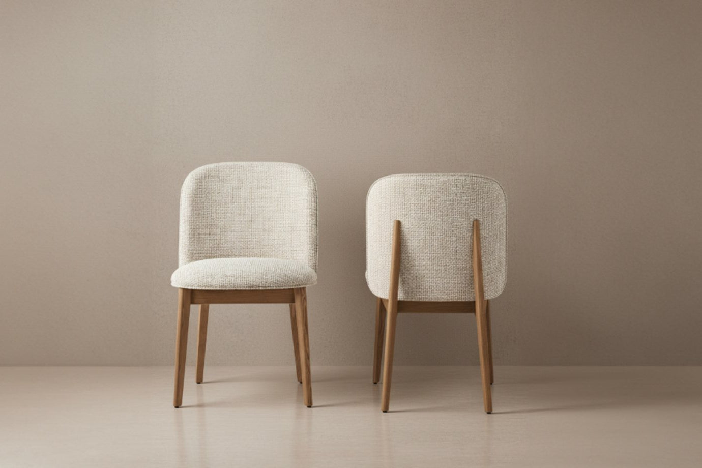 ABREY upholstered chair with a dark wooden base