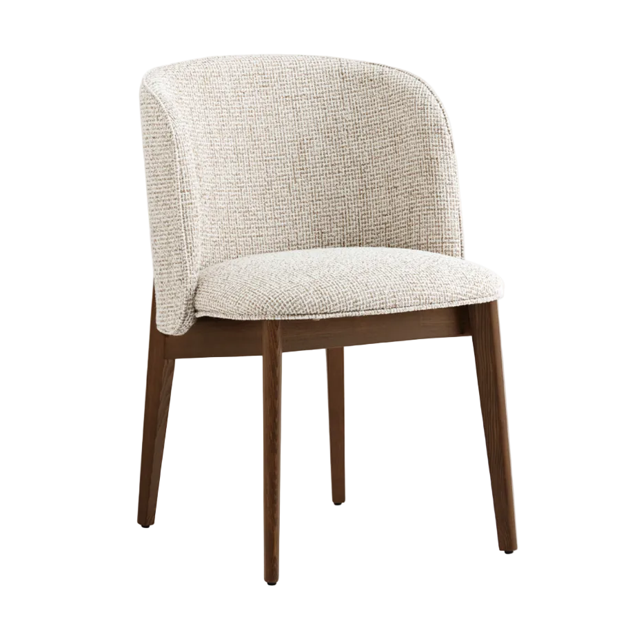 Armchair ABREY upholstered with a dark wooden base