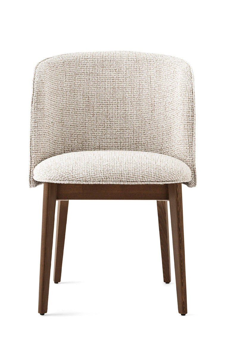 Armchair ABREY upholstered with a dark wooden base