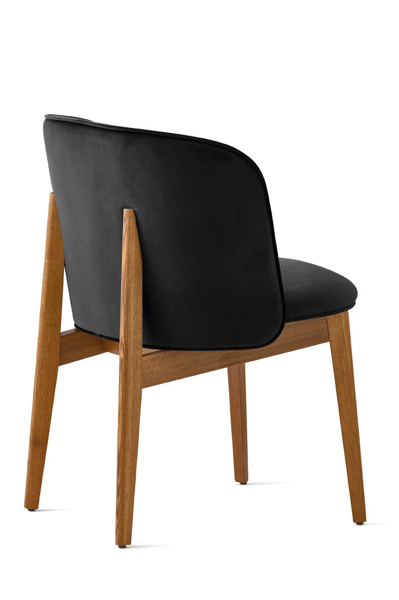 Fauteuil met armleuningen ABREY gestoffeerd met een notenhouten basis