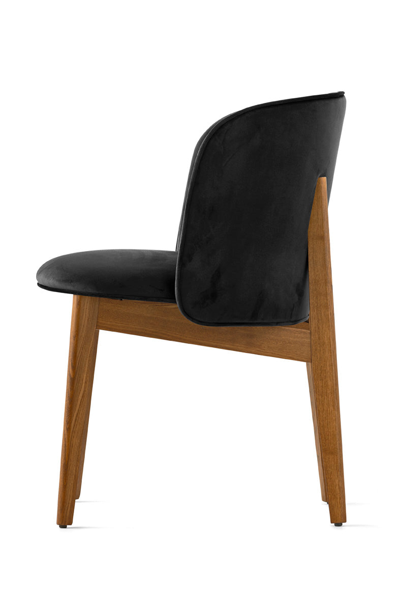 Fauteuil met armleuningen ABREY gestoffeerd met een notenhouten basis