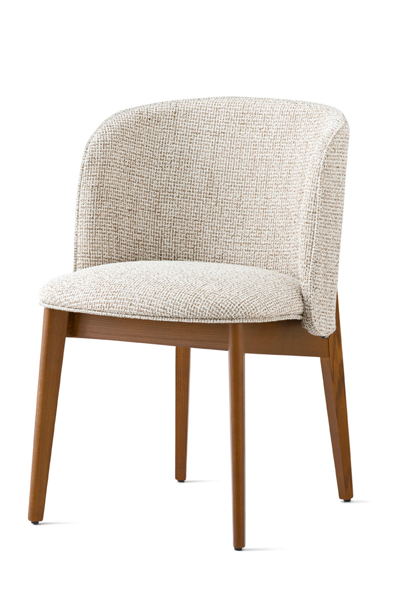 Fauteuil met armleuningen ABREY gestoffeerd met een notenhouten basis