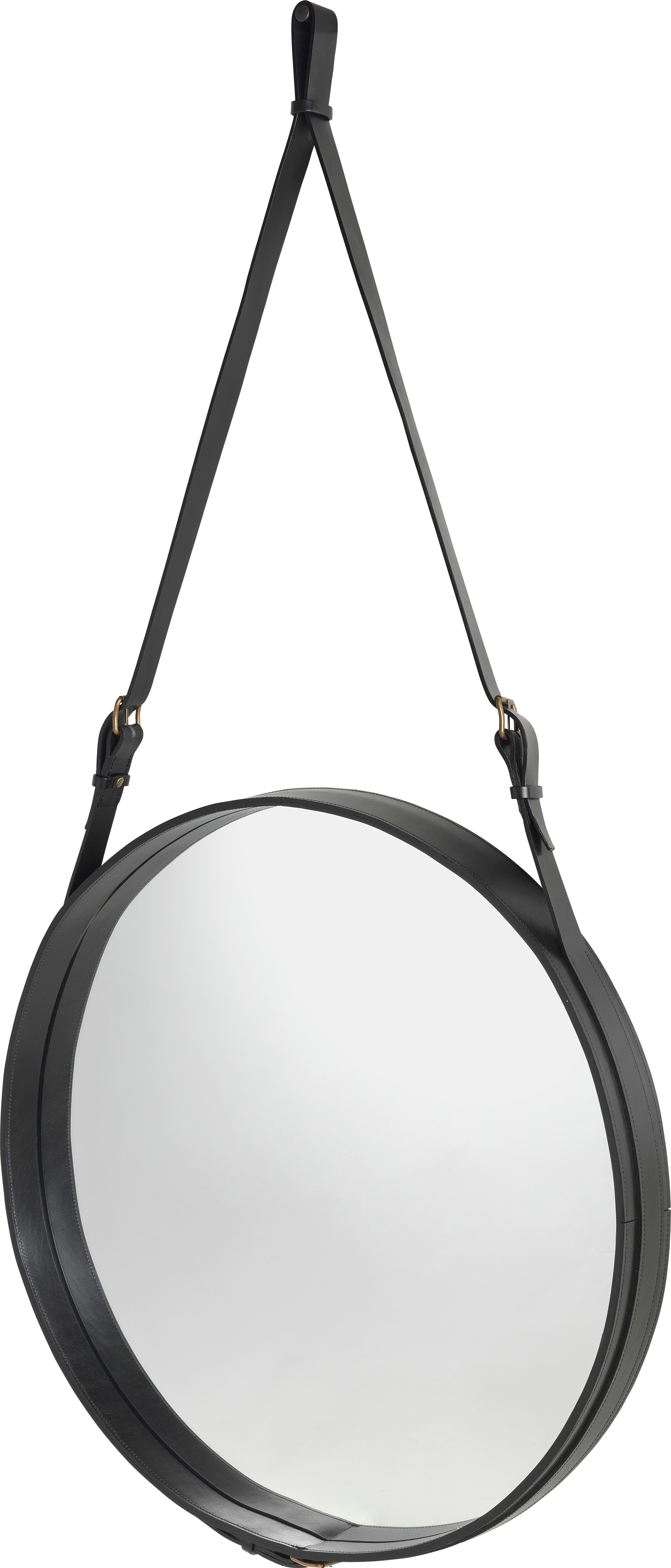 Lustro rond ADNET zwarte leer