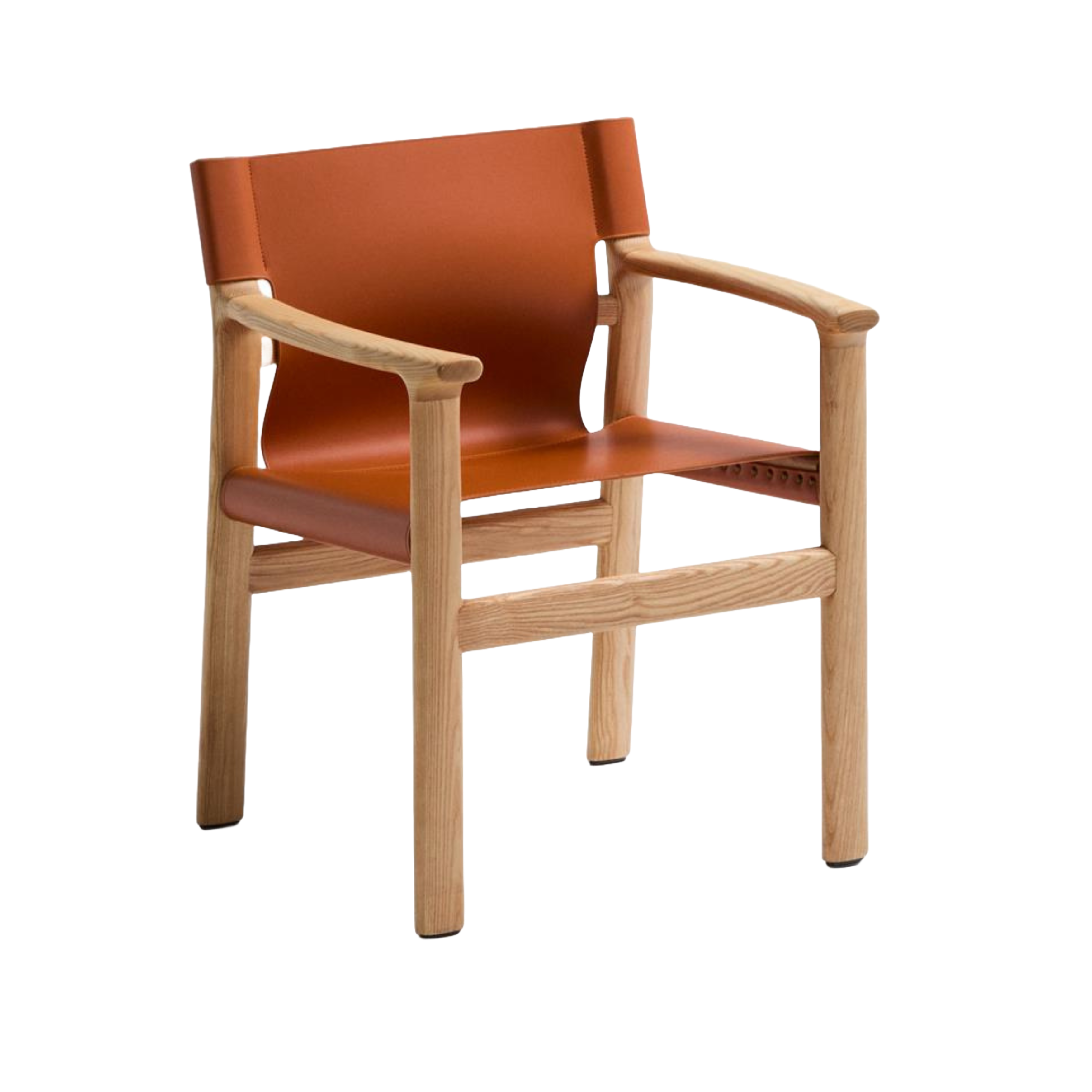 Stoel JAN lichtbruin gerecycled leer met essenhout