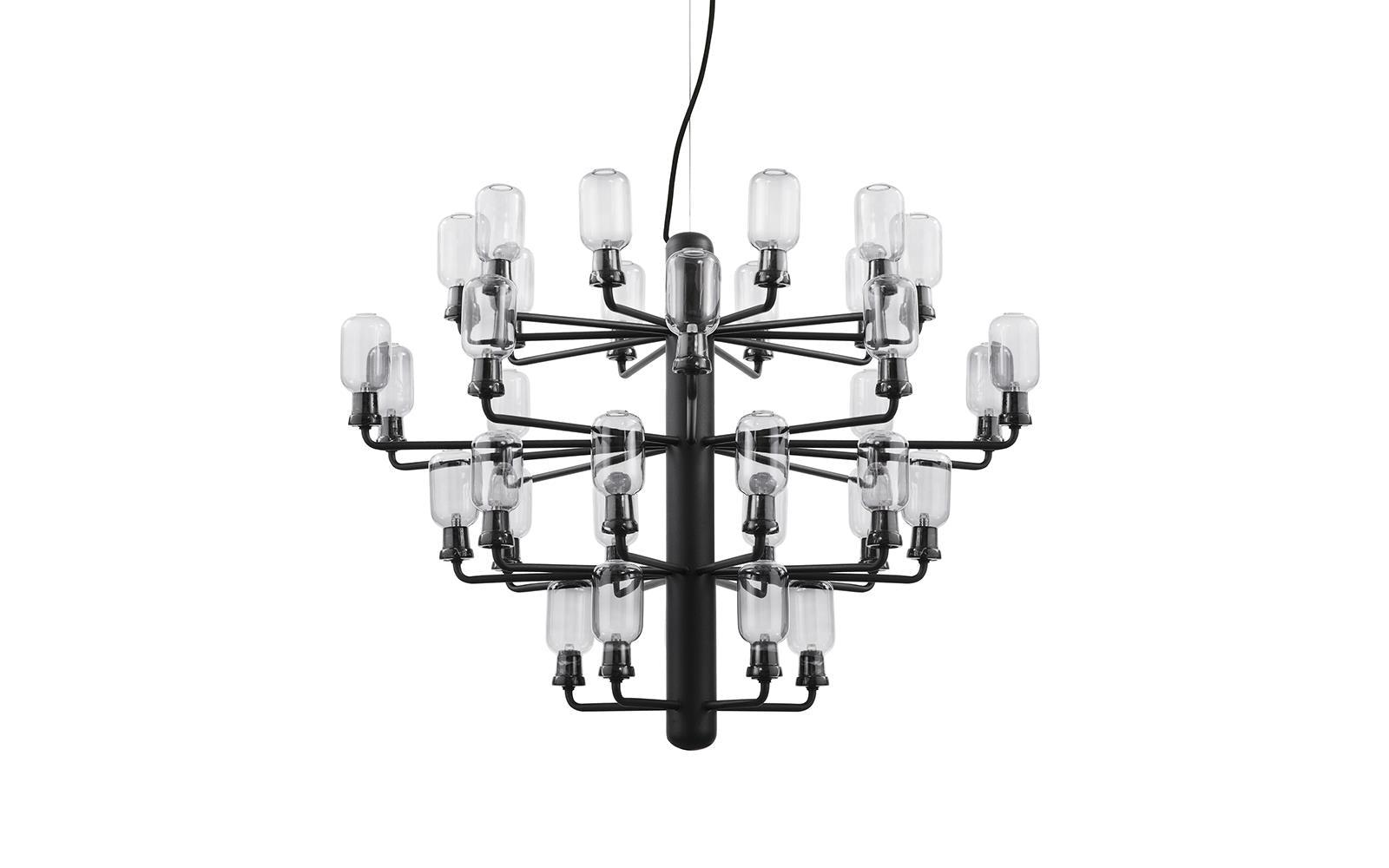 AMP chandelier with smoked glass and black marble