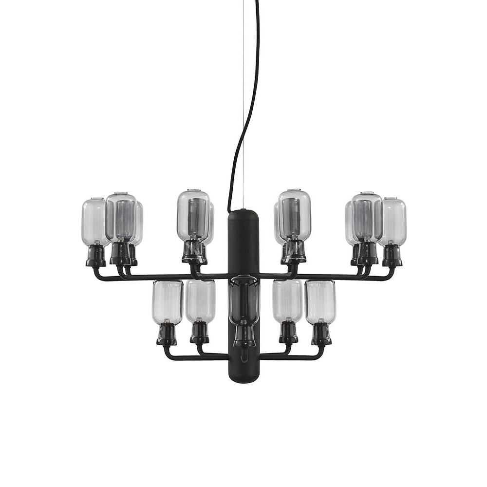 AMP chandelier with smoked glass and black marble