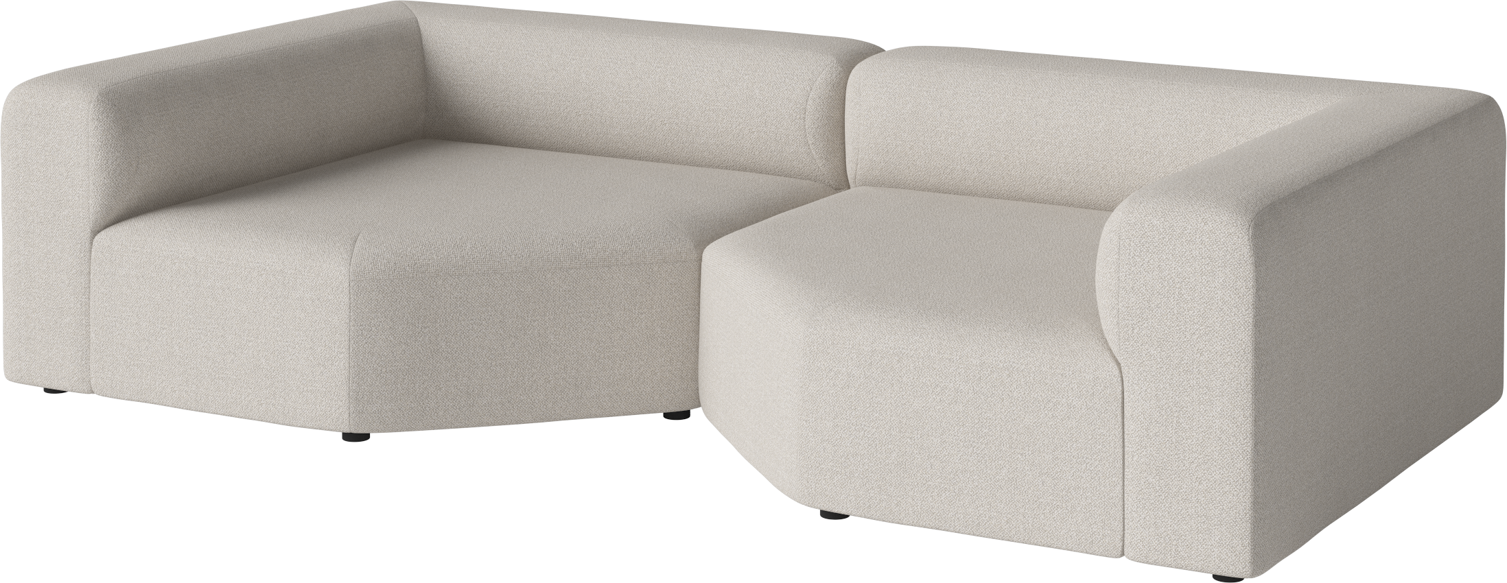2-module sofa with cut-out upholstered