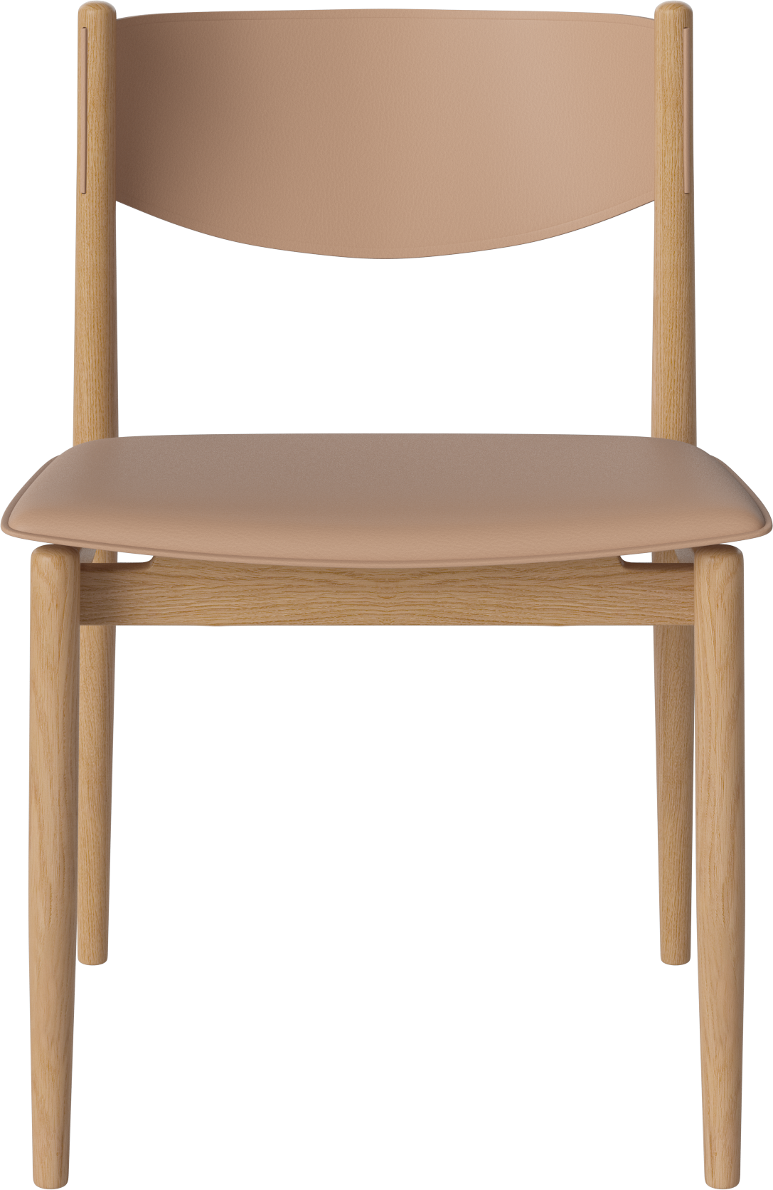Apelle Chair Beige Leder mit einer Eichenbasis