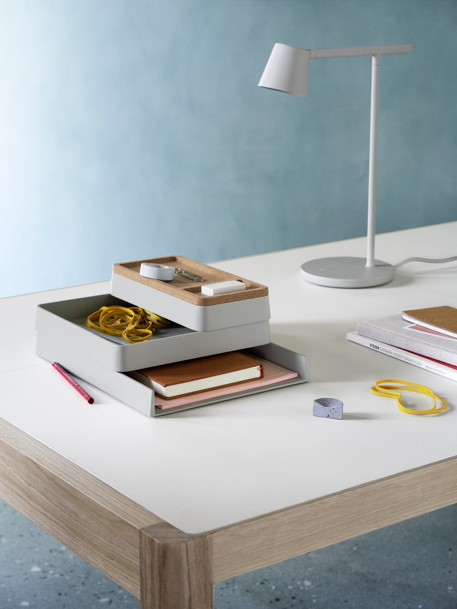 Tisch WORKSHOP graues Linoleum mit Eichenbasis